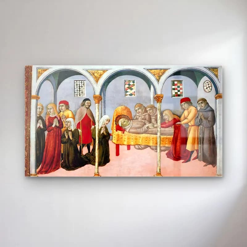 Sano di Pietro – Donna Perna Being Cured on Approaching St Bernardino s Body cam tablo — Sano di Pietro – Donna Perna Being Cured on Approaching St Bernardino s Body — vintage dini sahne
