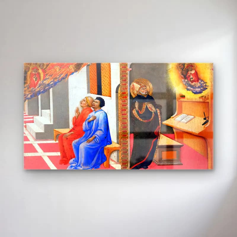 Sano di Pietro – Scenes from the Life of St Jerome cam tablo — Sano di Pietro – Scenes from the Life of St Jerome — yağlı boya dini sahne