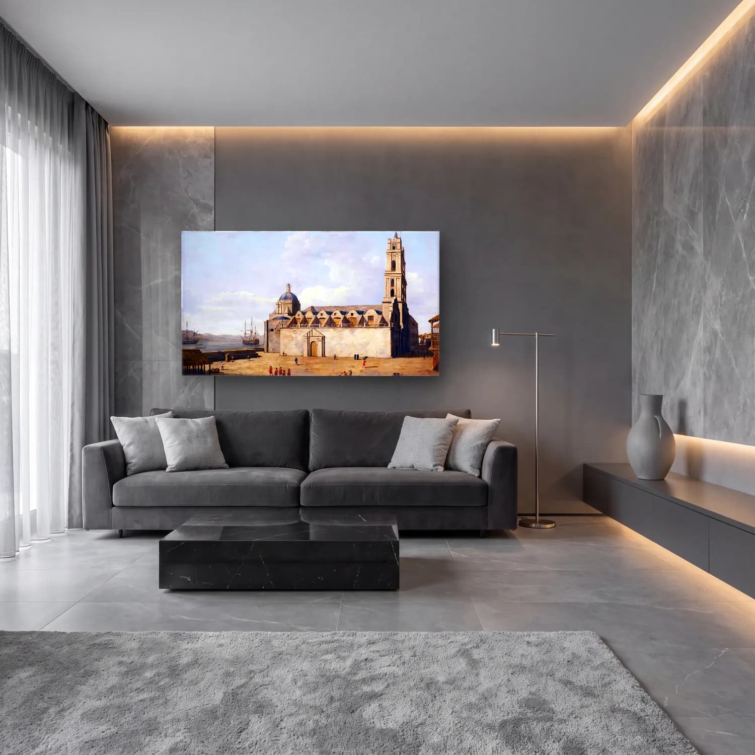 Dominic Serres – The Cathedral at Havana, August-September cam tablo — lüks salon duvarında