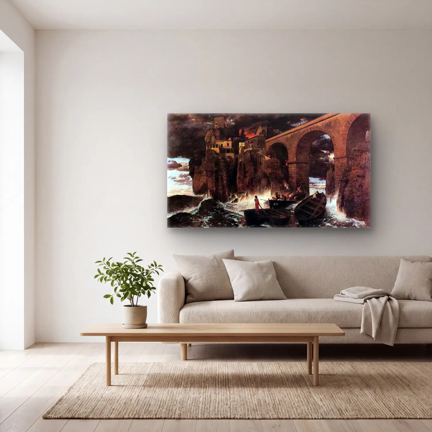 Arnold Böcklin – Attack cam tablo — açık renk salonda
