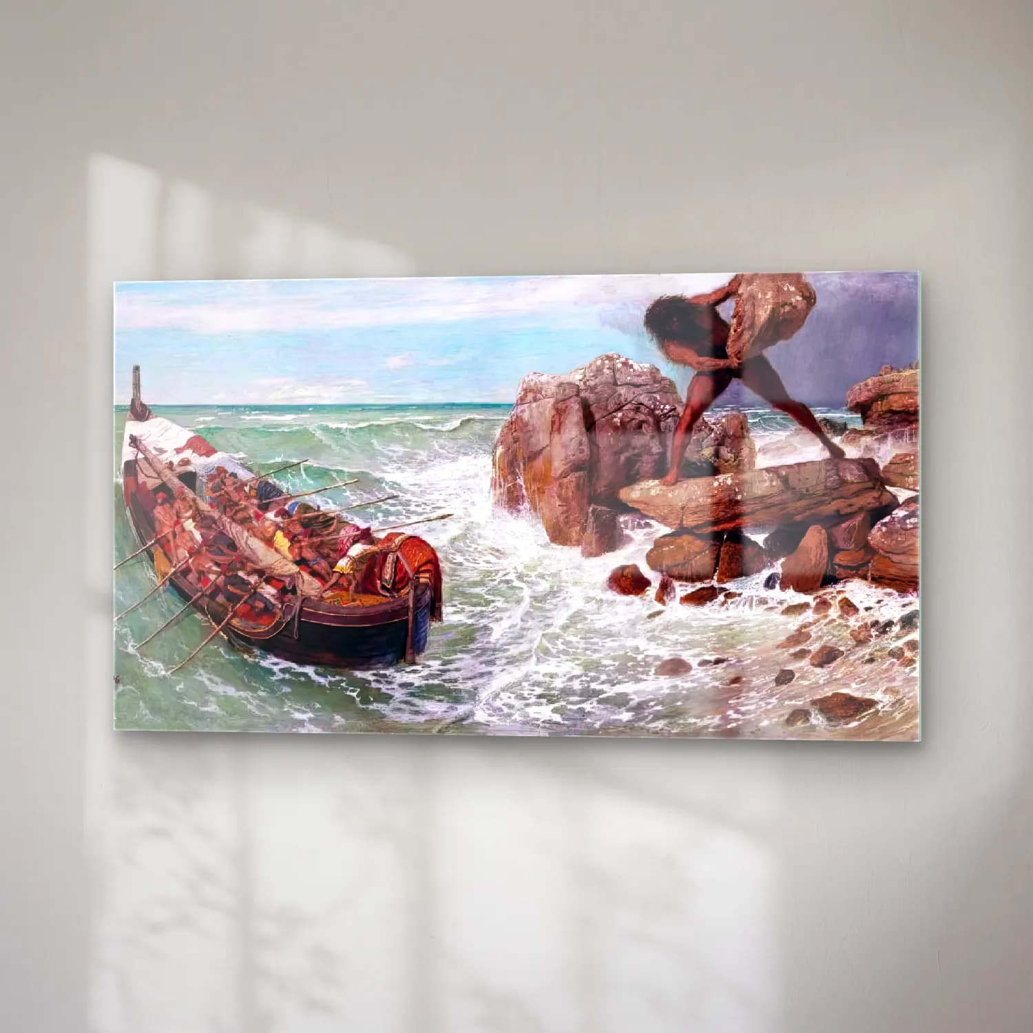 Arnold Böcklin – Odysseus and Polyphemus cam tablo — sağ açıdan görünüm