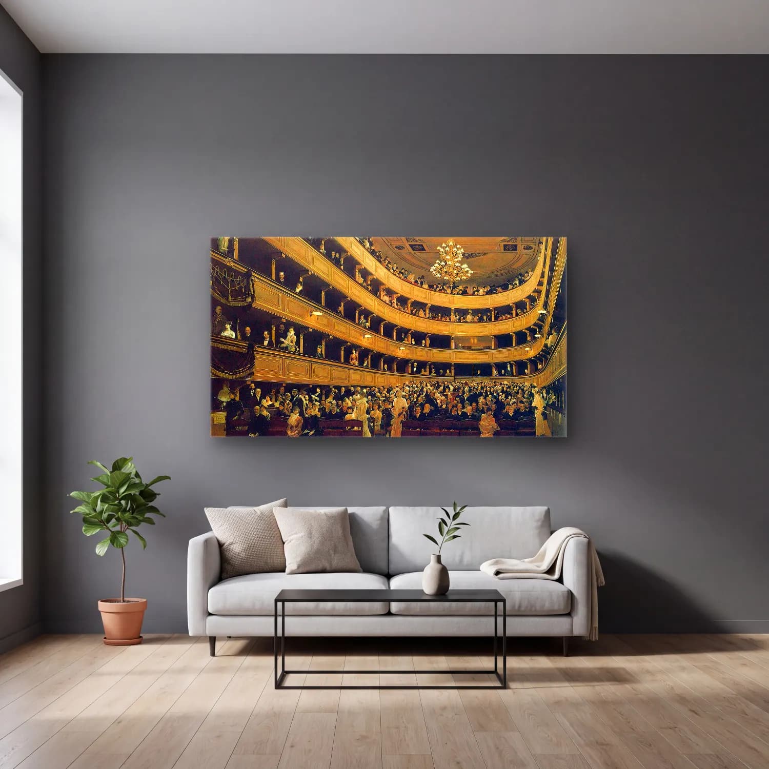 Gustav Klimt – Hall cam tablo — gri duvarlı salonda