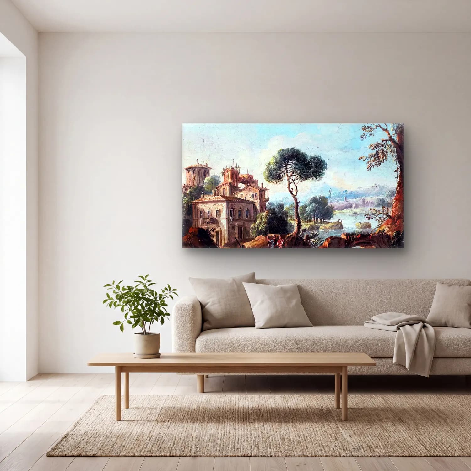 Paolo Anesi – View of Tivoli and the Roman Campagna cam tablo — açık renk salonda