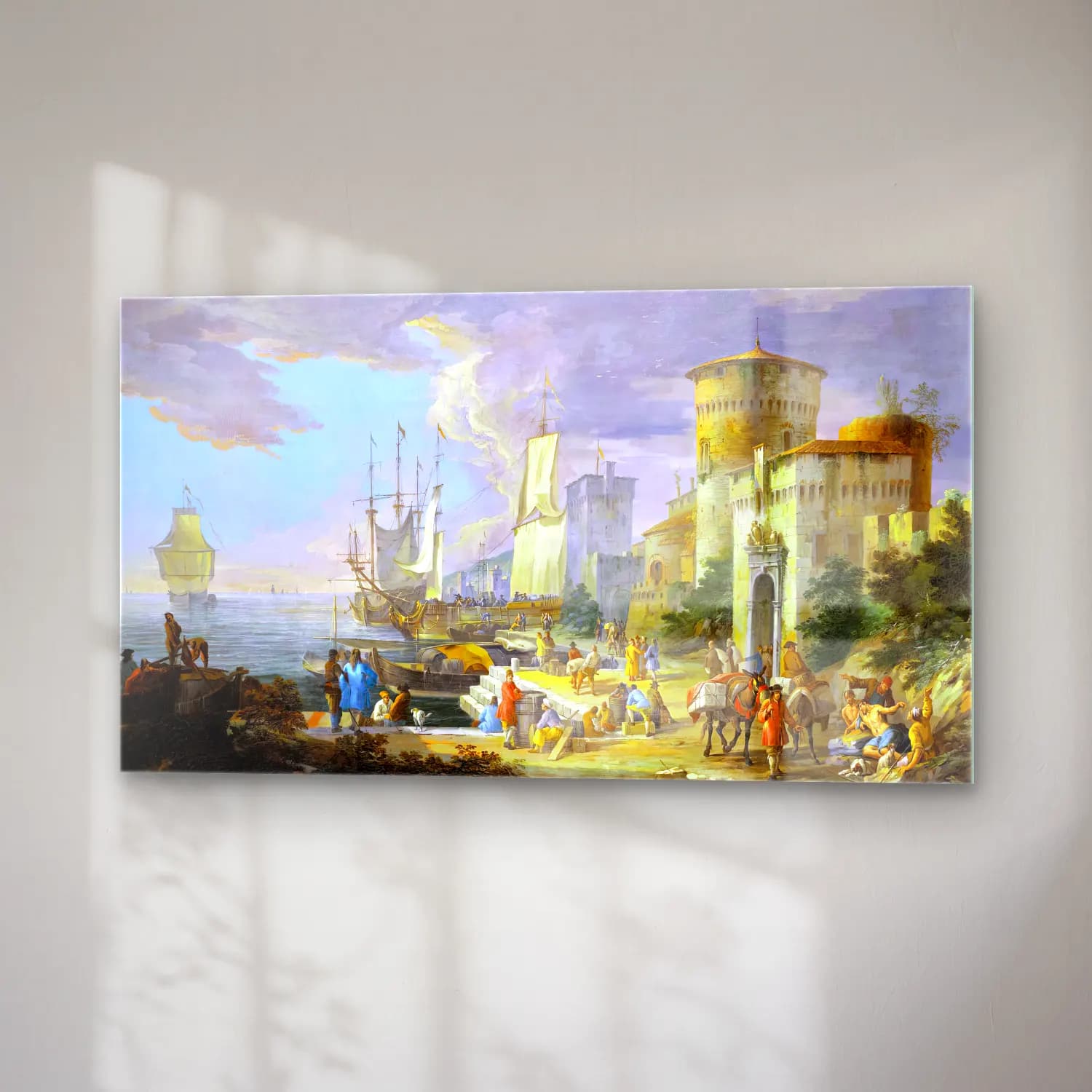 Luca Carlevaris – A Mediterranean Port Scene cam tablo — sağ açıdan görünüm