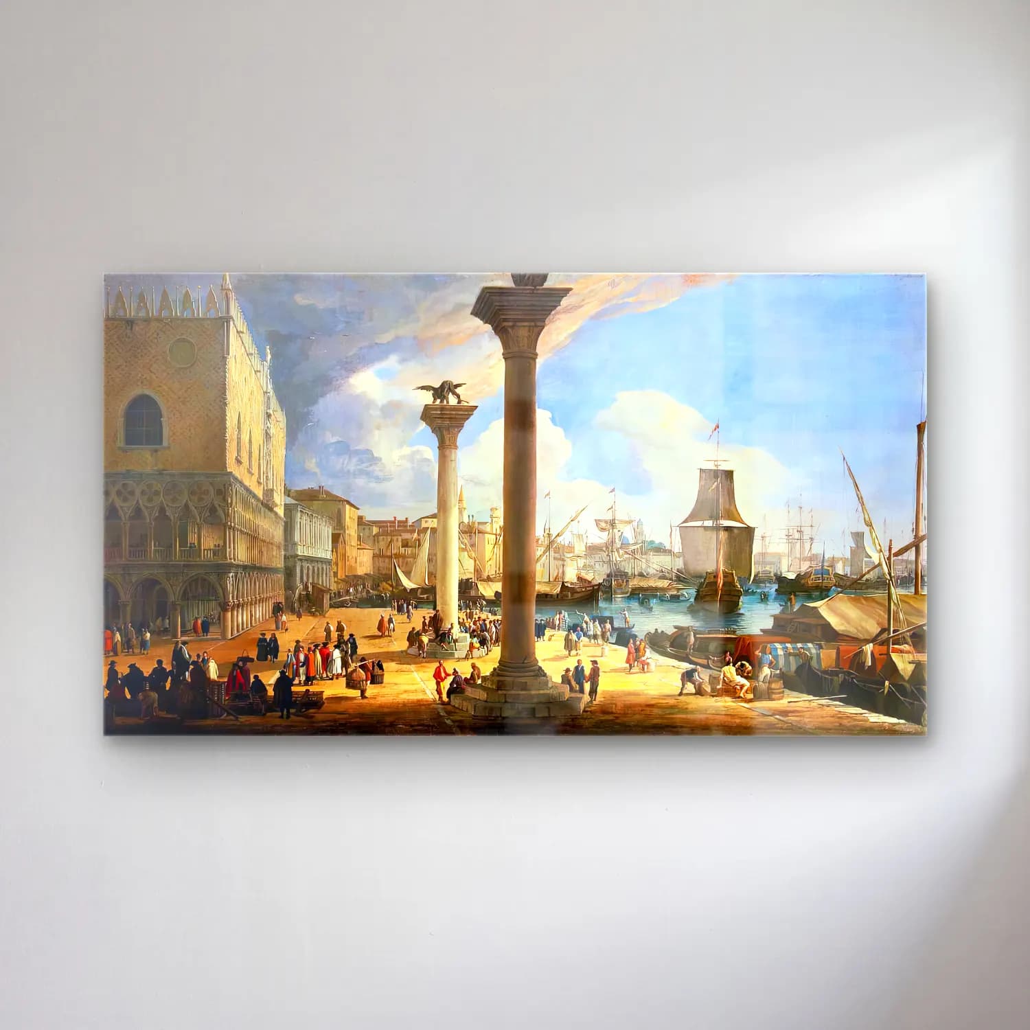 Luca Carlevaris – The Molo, Looking toward the Doge s Palace cam tablo — Luca Carlevaris – The Molo, Looking toward the Doge s Palace — yağlı boya liman ve tekneler