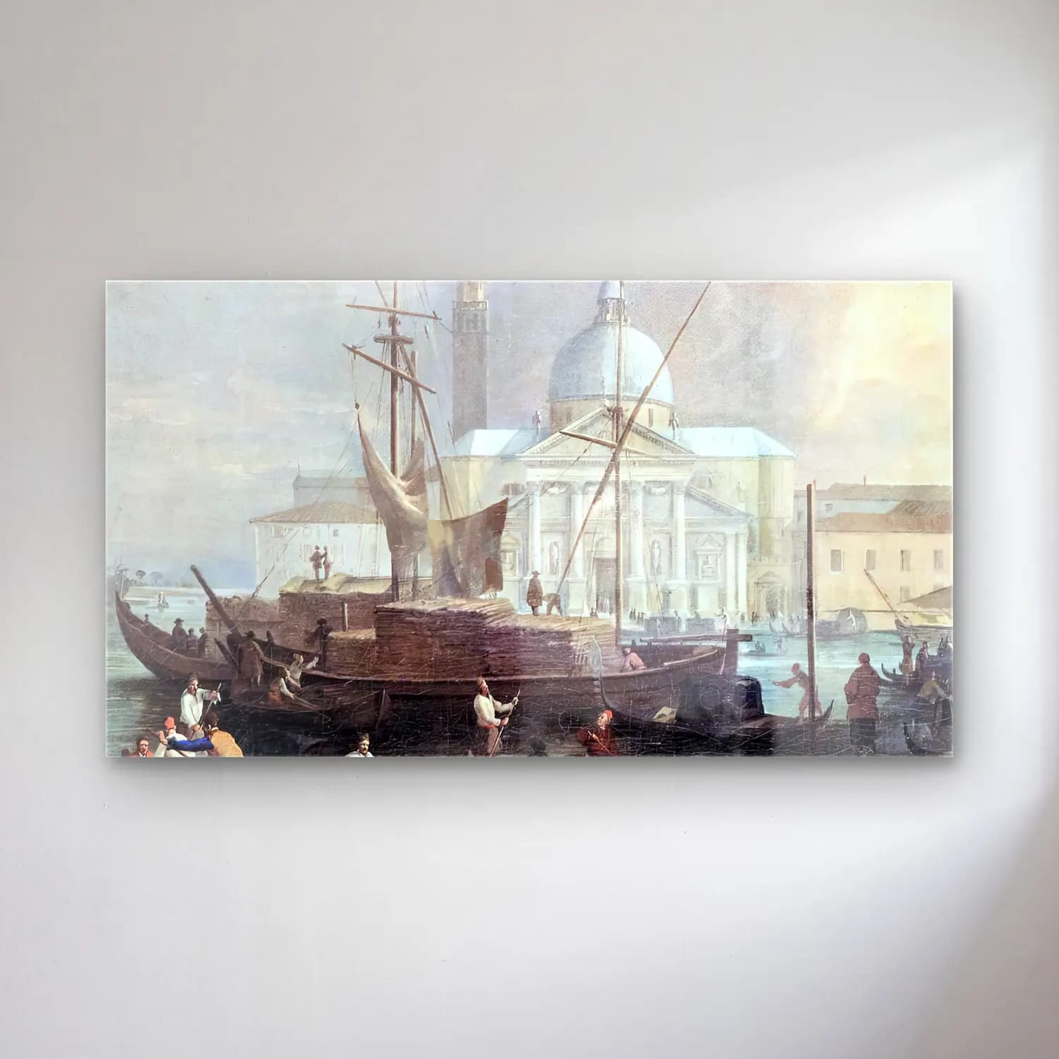 Luca Carlevaris – The Sea Custom House with San Giorgio Maggiore (detail) cam tablo — Luca Carlevaris – The Sea Custom House with San Giorgio Maggiore (detail) — vintage liman ve tekneler