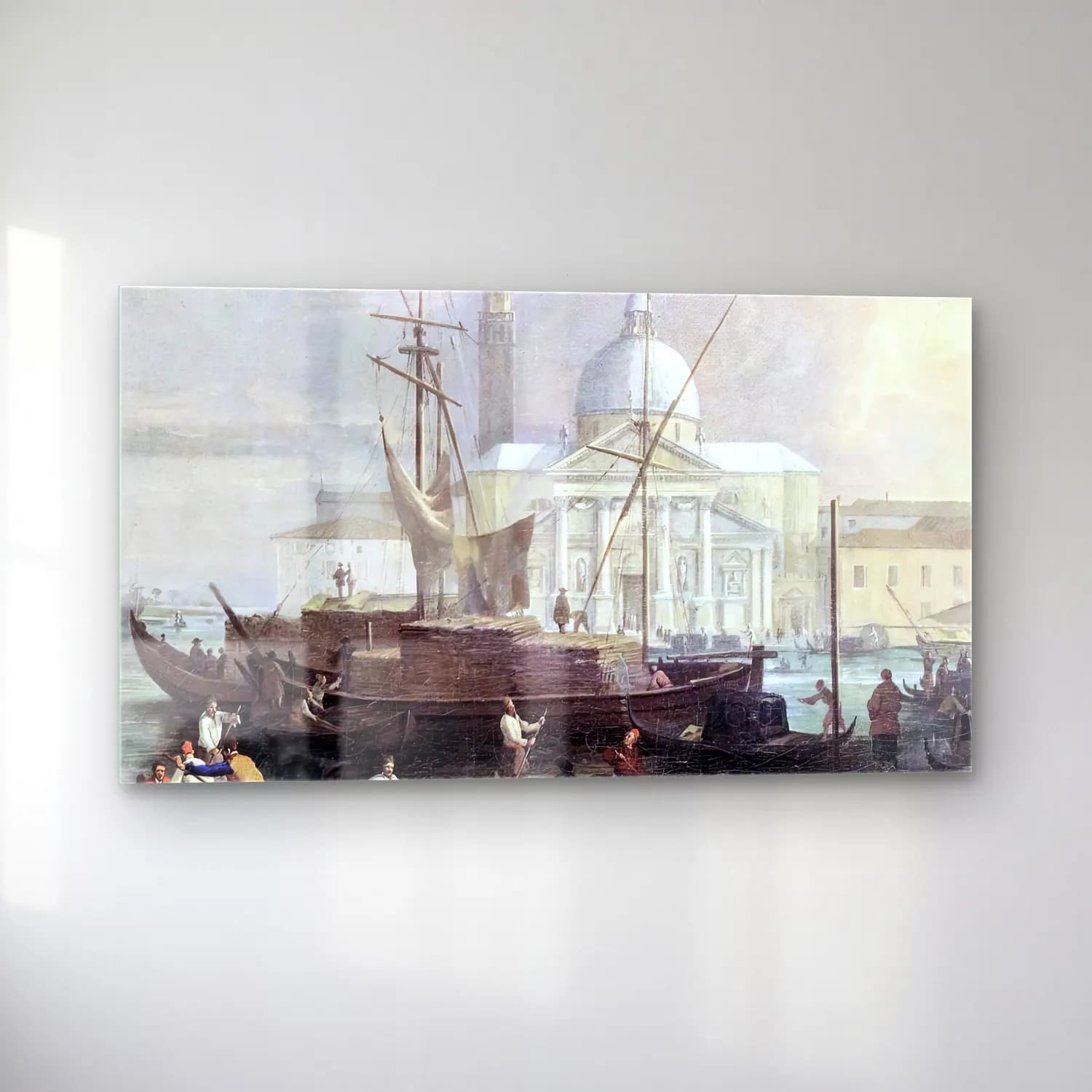 Luca Carlevaris – The Sea Custom House with San Giorgio Maggiore (detail) cam tablo — sol açıdan görünüm