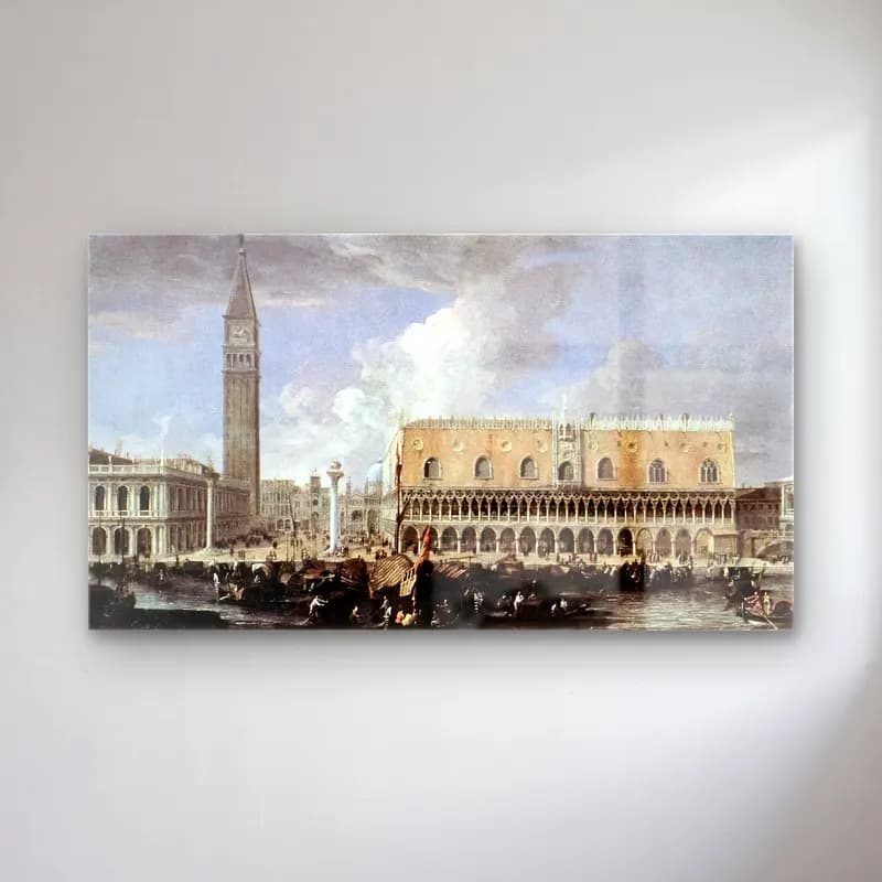 Luca Carlevaris – View of the Wharf from the Bacino di San Marco cam tablo — Luca Carlevaris – View of the Wharf from the Bacino di San Marco — vintage roma