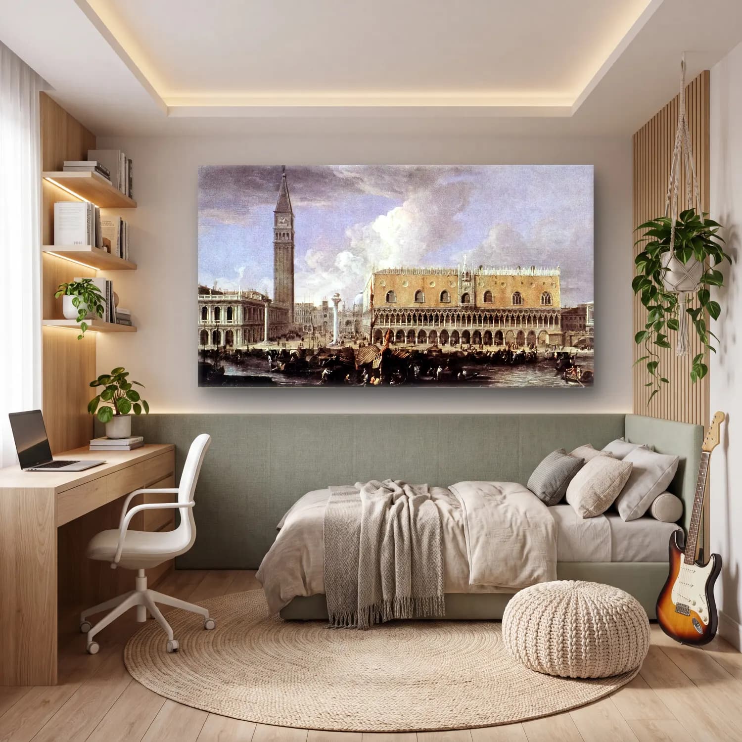 Luca Carlevaris – View of the Wharf from the Bacino di San Marco cam tablo — genç odasında