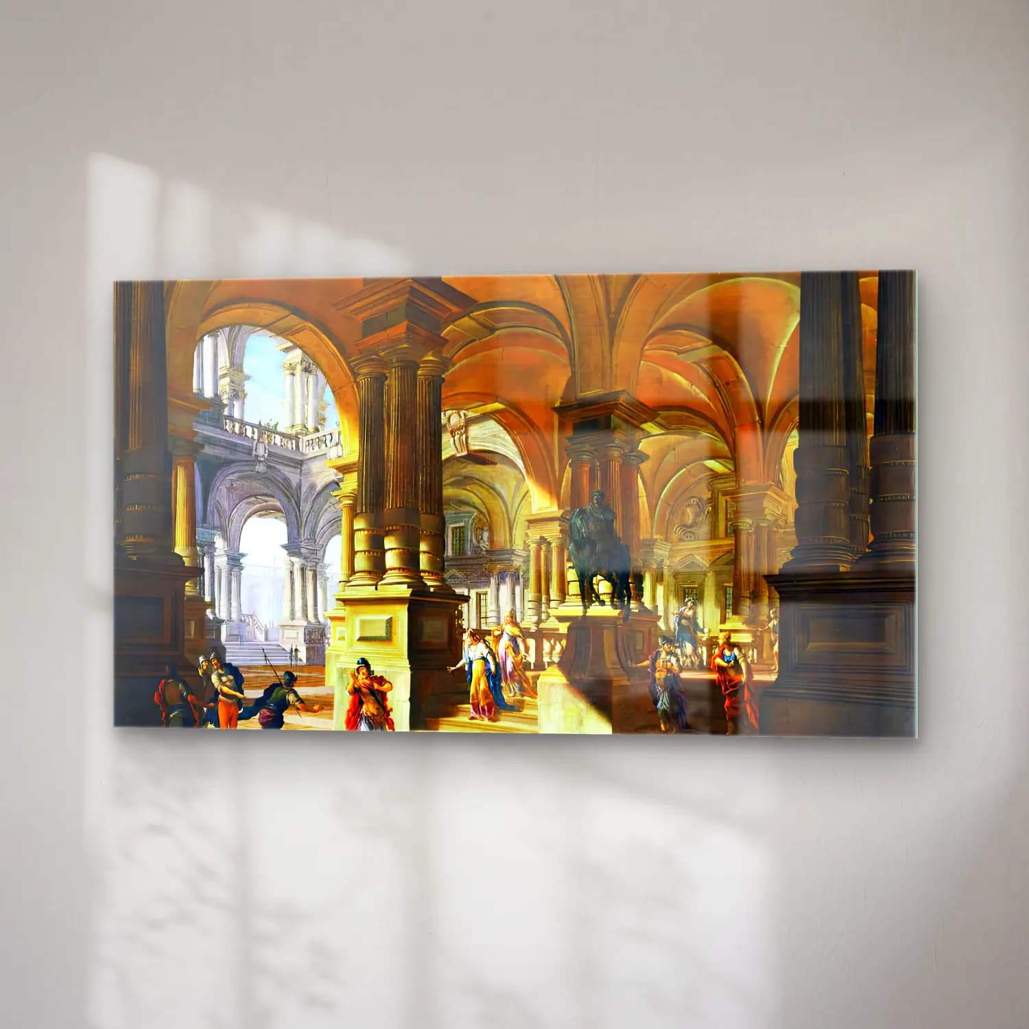 Antonio Joli – Architectural Capriccio with Figures cam tablo — sağ açıdan görünüm