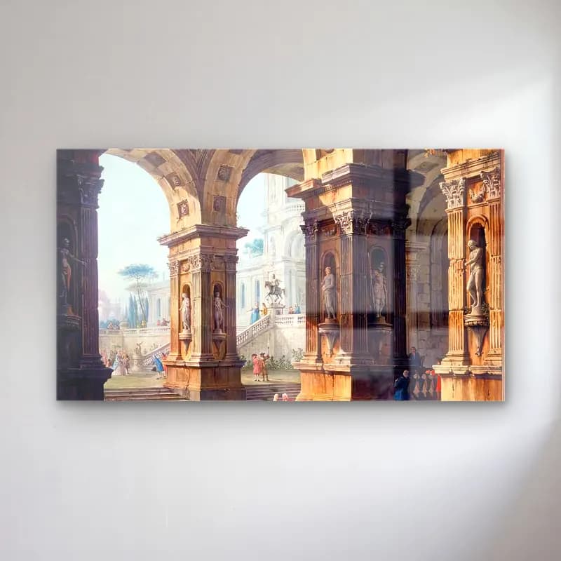 Antonio Joli – Capriccio with Elegant Figures cam tablo — Antonio Joli – Capriccio with Elegant Figures — suluboya dini sahne