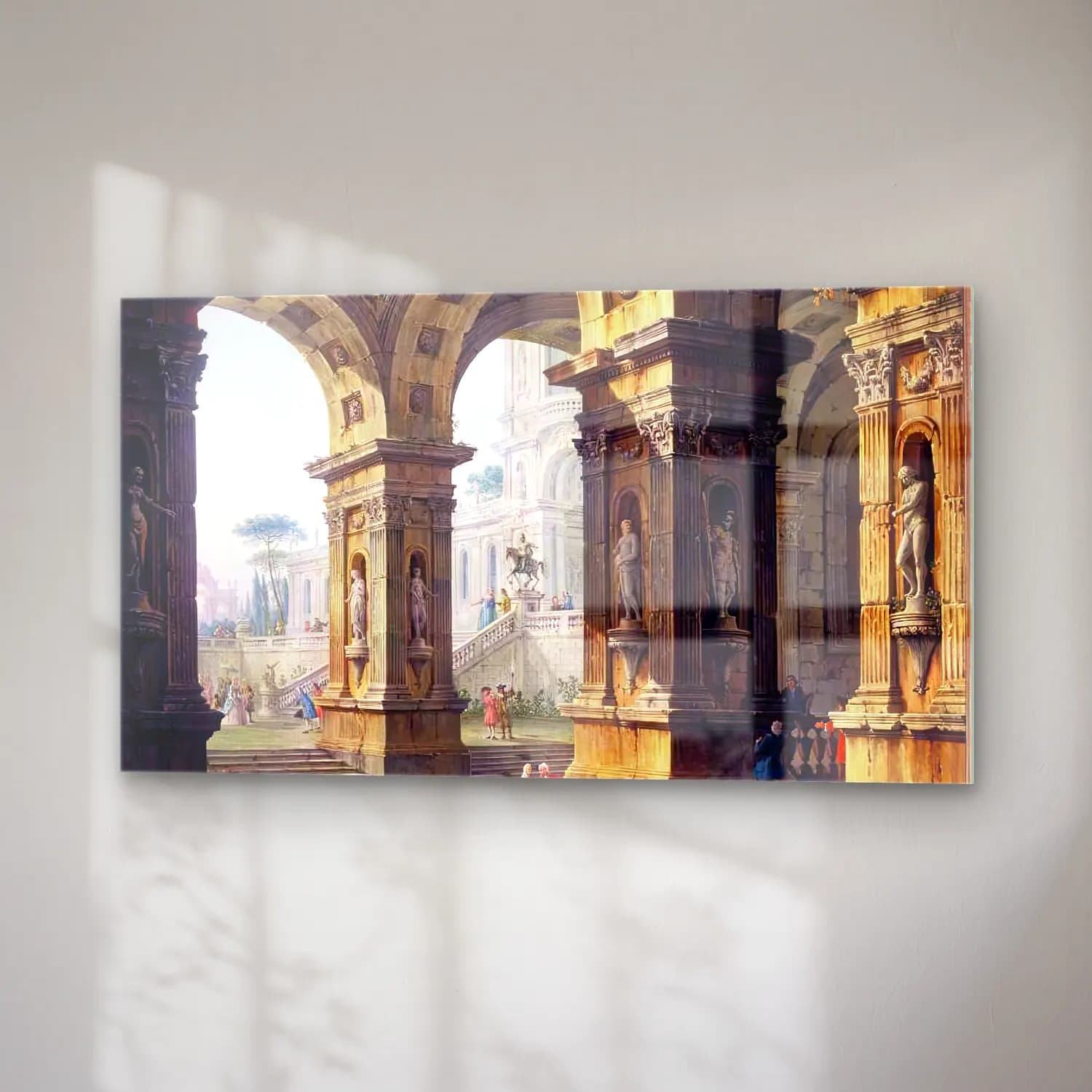 Antonio Joli – Capriccio with Elegant Figures cam tablo — sağ açıdan görünüm