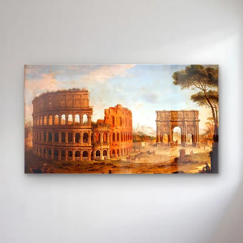 Antonio Joli – Rome View of the Colosseum and The Arch of Constantine cam tablo — Antonio Joli – Rome View of the Colosseum and The Arch of Constantine — yağlı boya roma