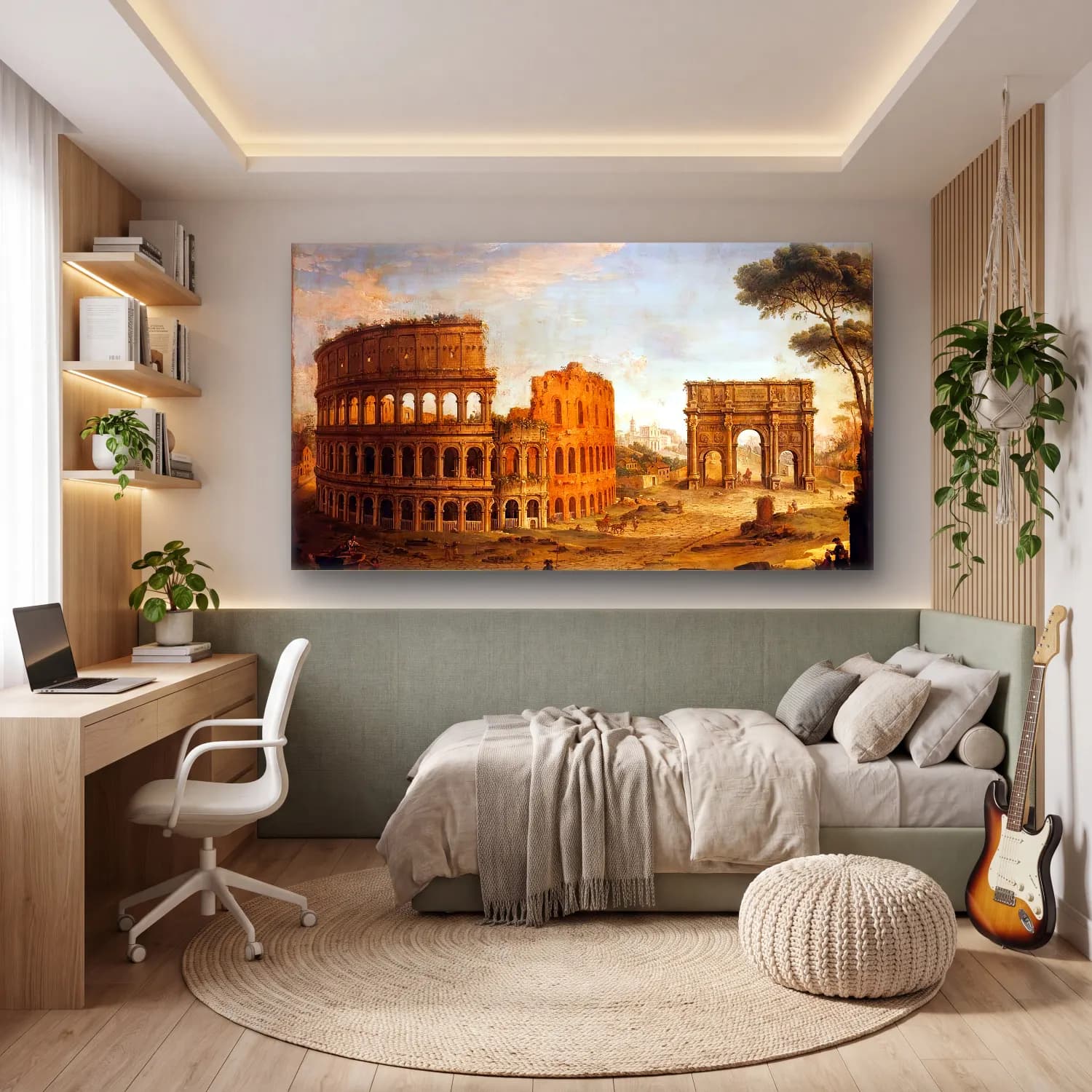 Antonio Joli – Rome View of the Colosseum and The Arch of Constantine cam tablo — genç odasında