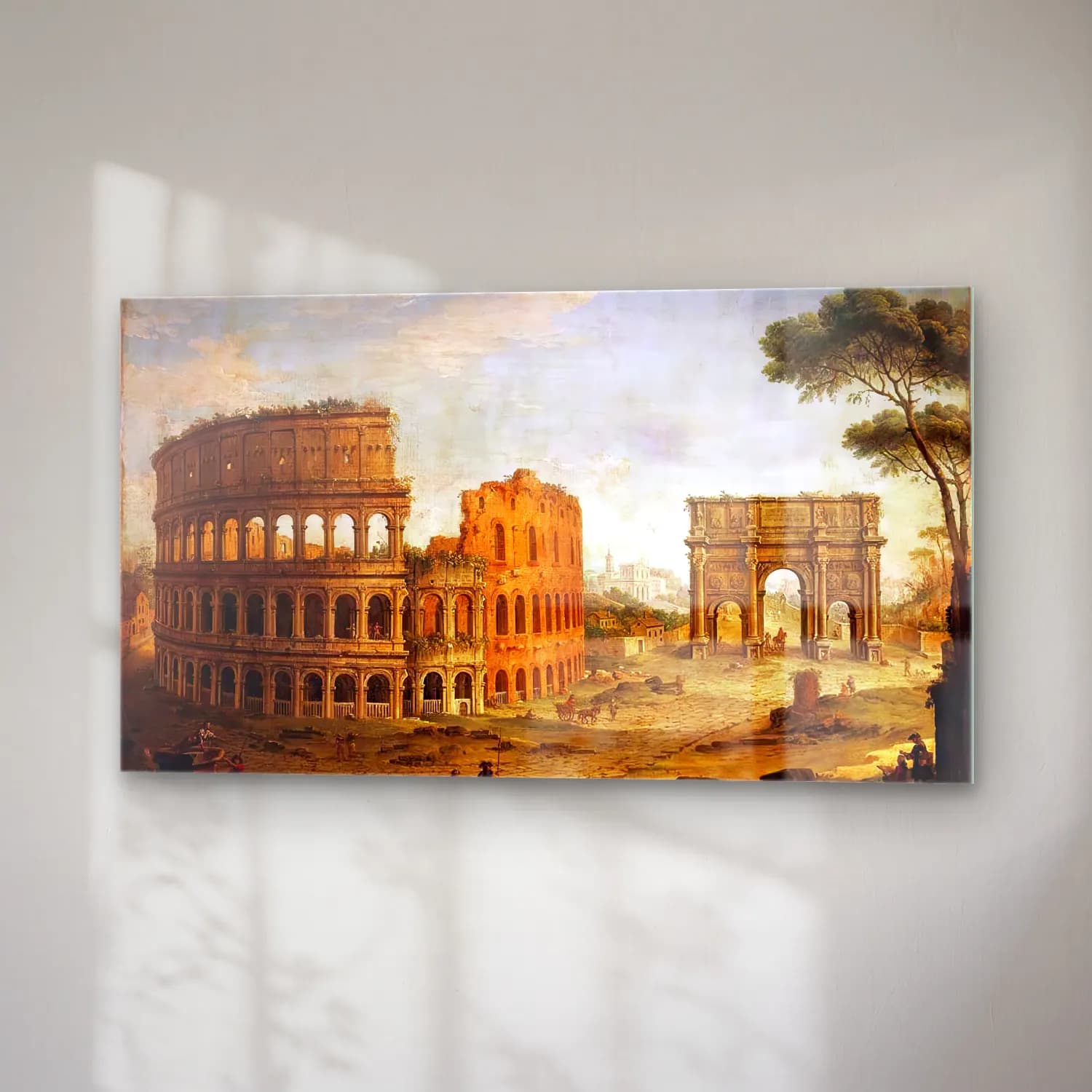 Antonio Joli – Rome View of the Colosseum and The Arch of Constantine cam tablo — sağ açıdan görünüm