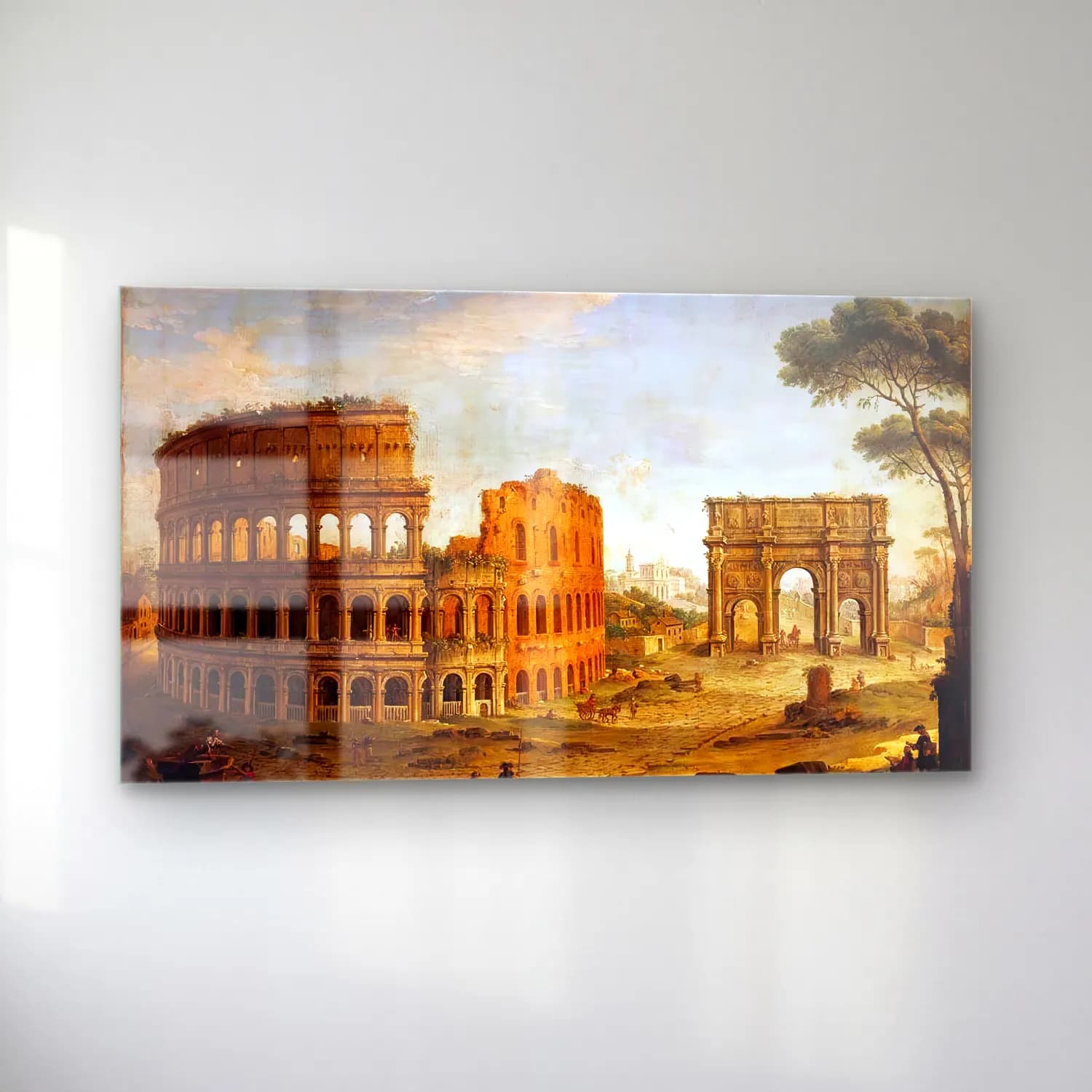 Antonio Joli – Rome View of the Colosseum and The Arch of Constantine cam tablo — sol açıdan görünüm