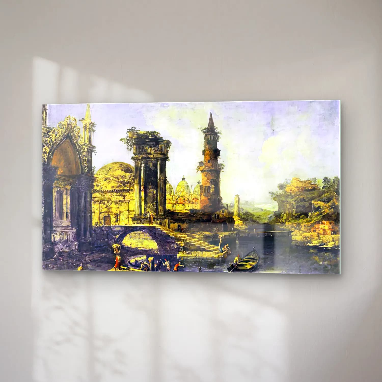 Michele Marieschi – Capriccio of a Riverside Town cam tablo — sağ açıdan görünüm
