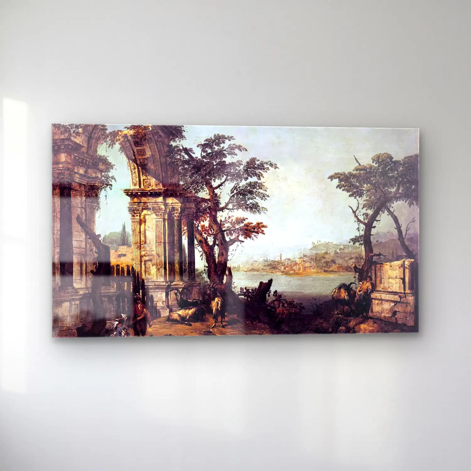 Michele Marieschi – Capriccio with Classical Arch and Goats cam tablo — sol açıdan görünüm