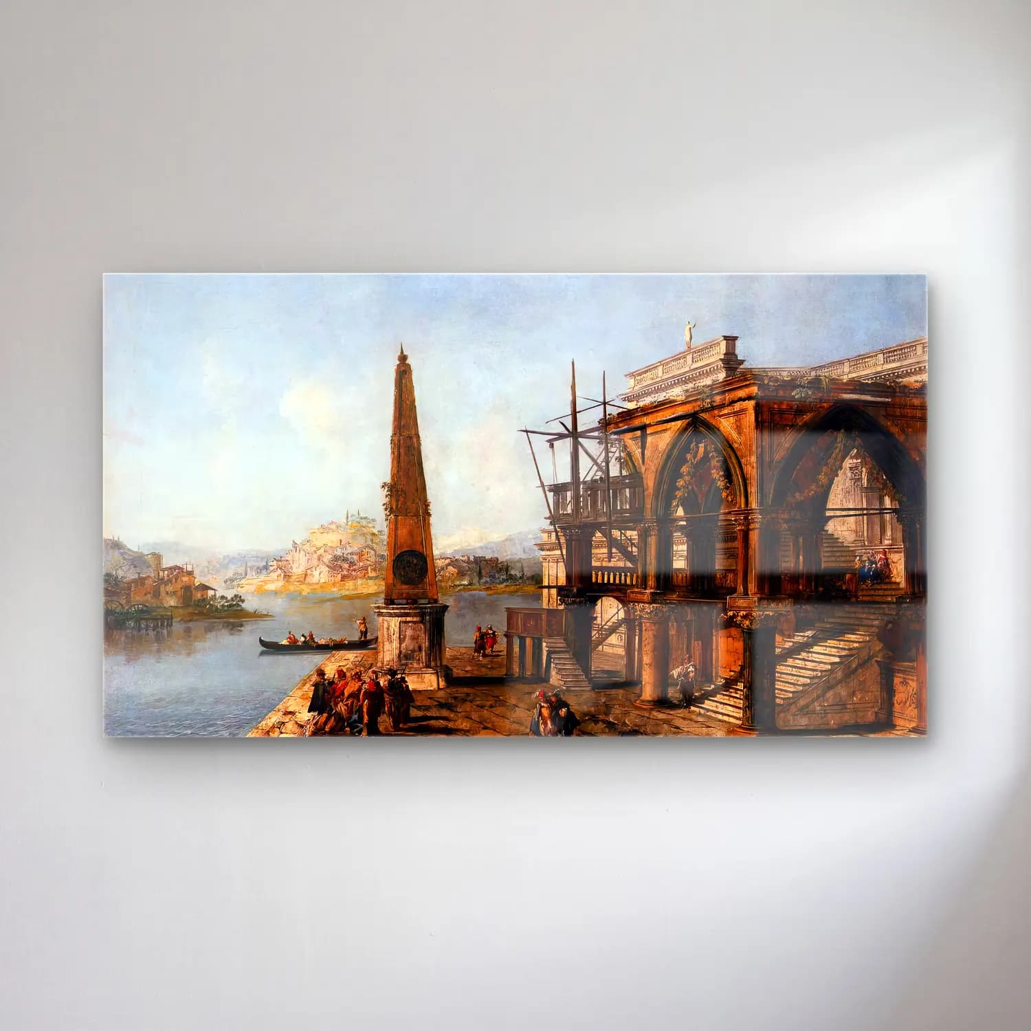 Michele Marieschi – Capriccio with Gothic Building and Obelisk cam tablo — Michele Marieschi – Capriccio with Gothic Building and Obelisk — yağlı boya dini sahne