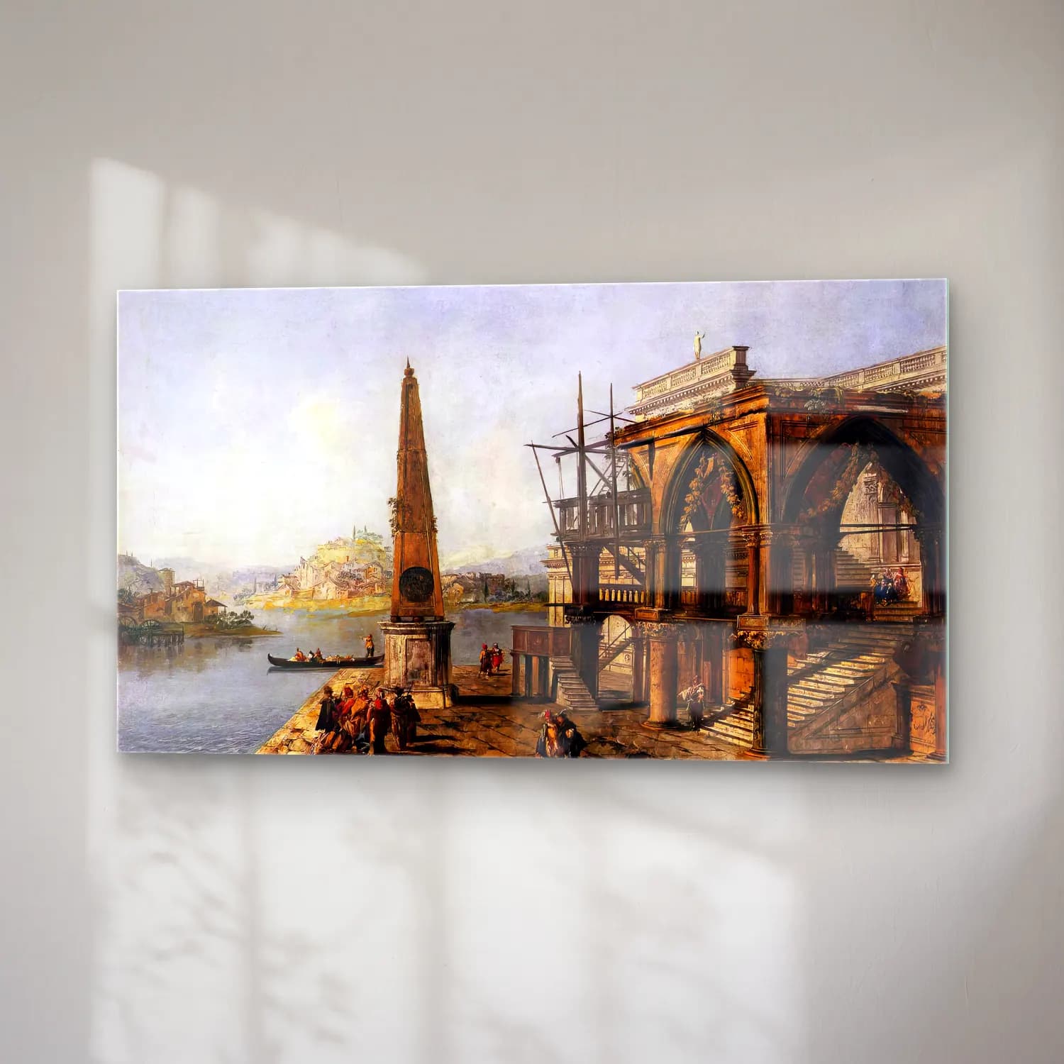 Michele Marieschi – Capriccio with Gothic Building and Obelisk cam tablo — sağ açıdan görünüm