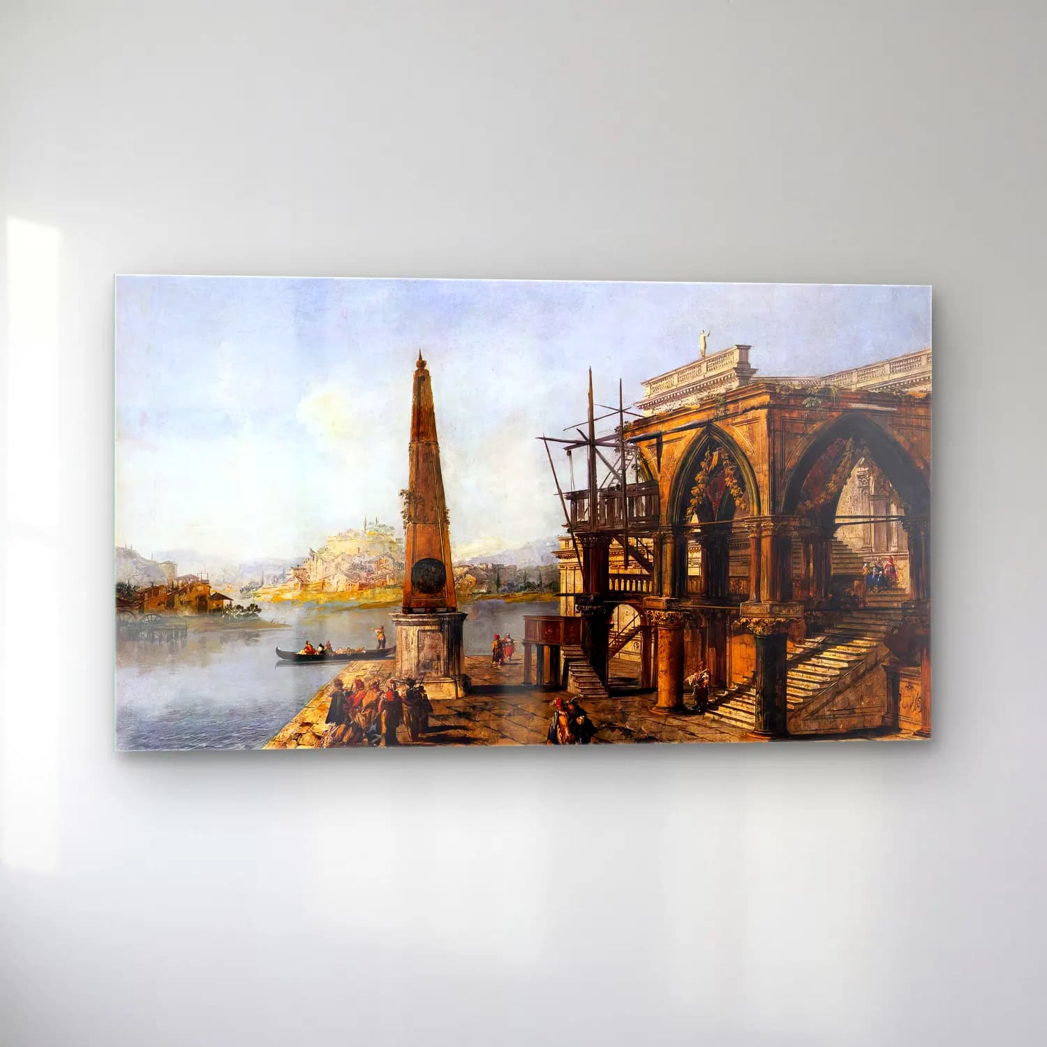 Michele Marieschi – Capriccio with Gothic Building and Obelisk cam tablo — sol açıdan görünüm