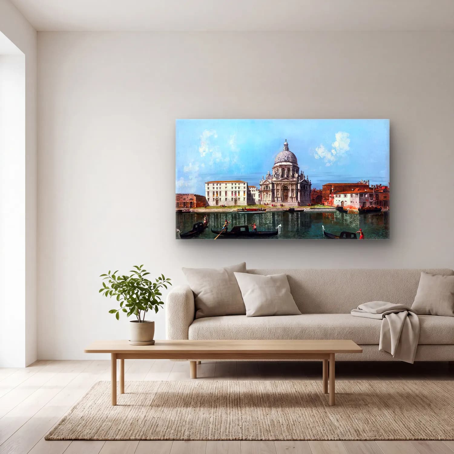 Michele Marieschi – Santa Maria della Salute, Venice cam tablo — açık renk salonda