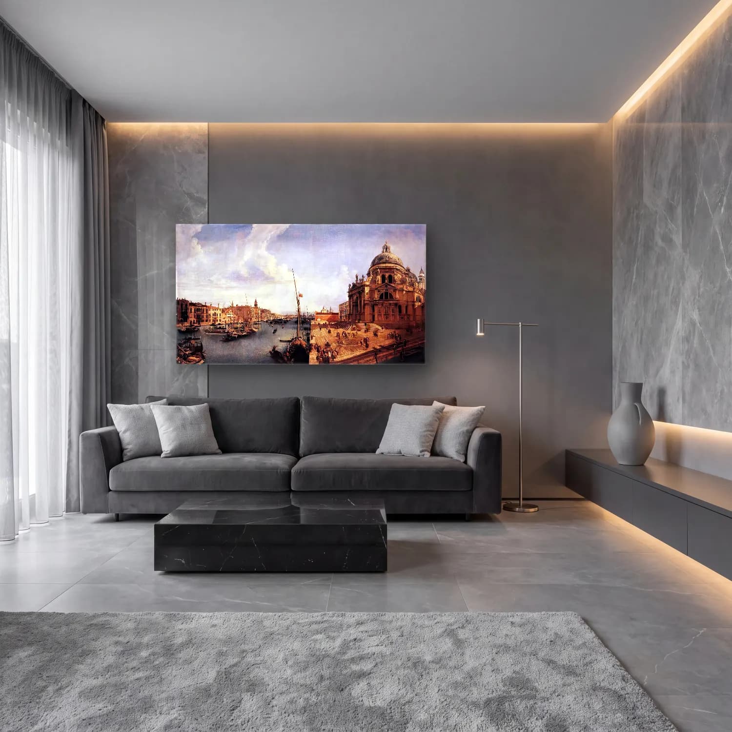 Michele Marieschi – The Grand Canal near the Salute cam tablo — lüks salon duvarında