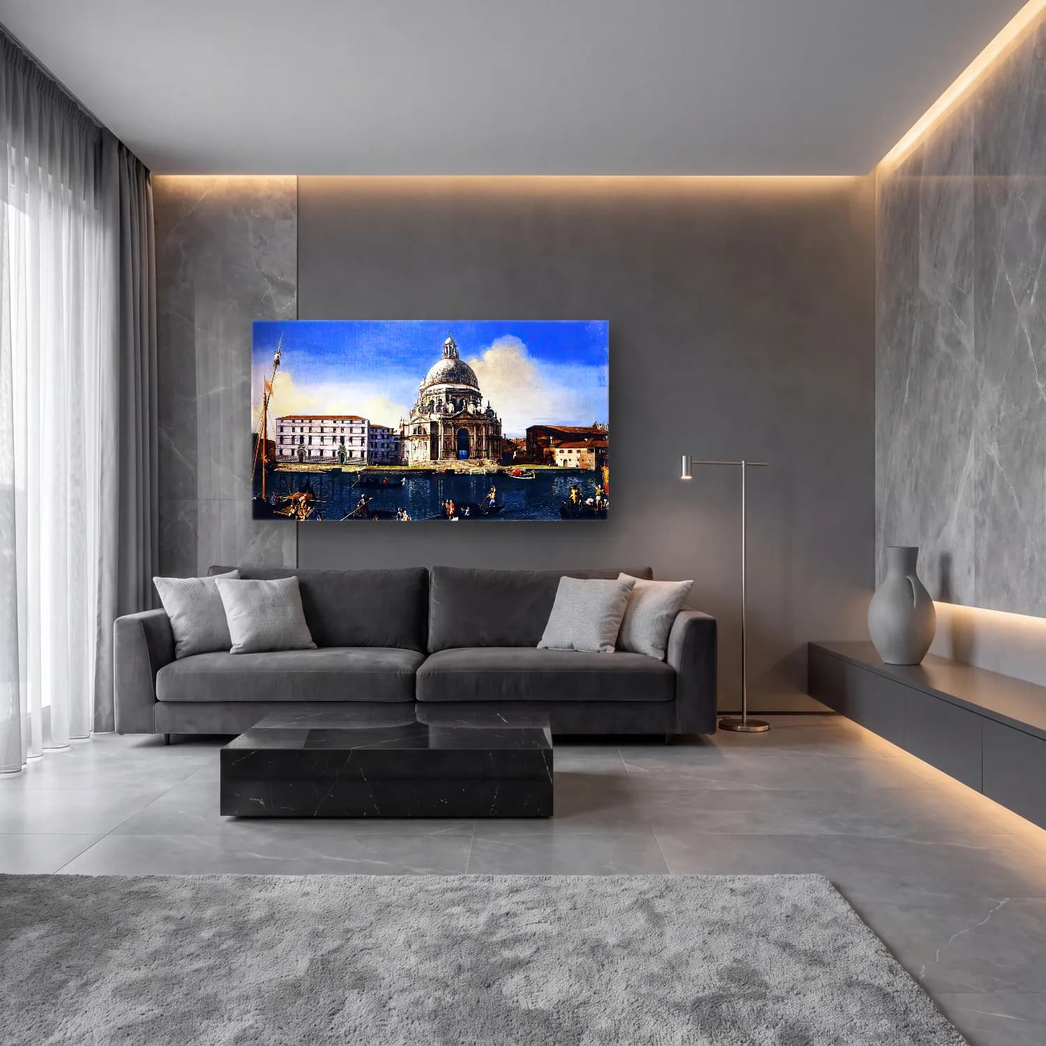 Michele Marieschi – The Grand Canal with Santa Maria della Salute cam tablo — lüks salon duvarında