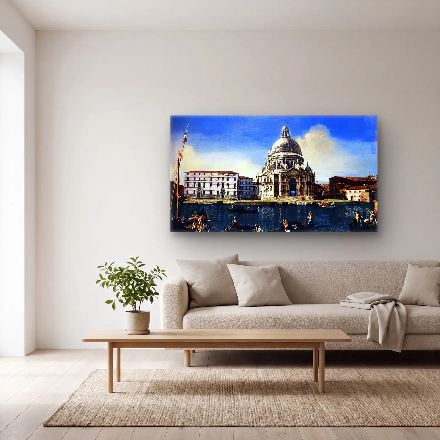 Michele Marieschi – The Grand Canal with Santa Maria della Salute cam tablo — açık renk salonda