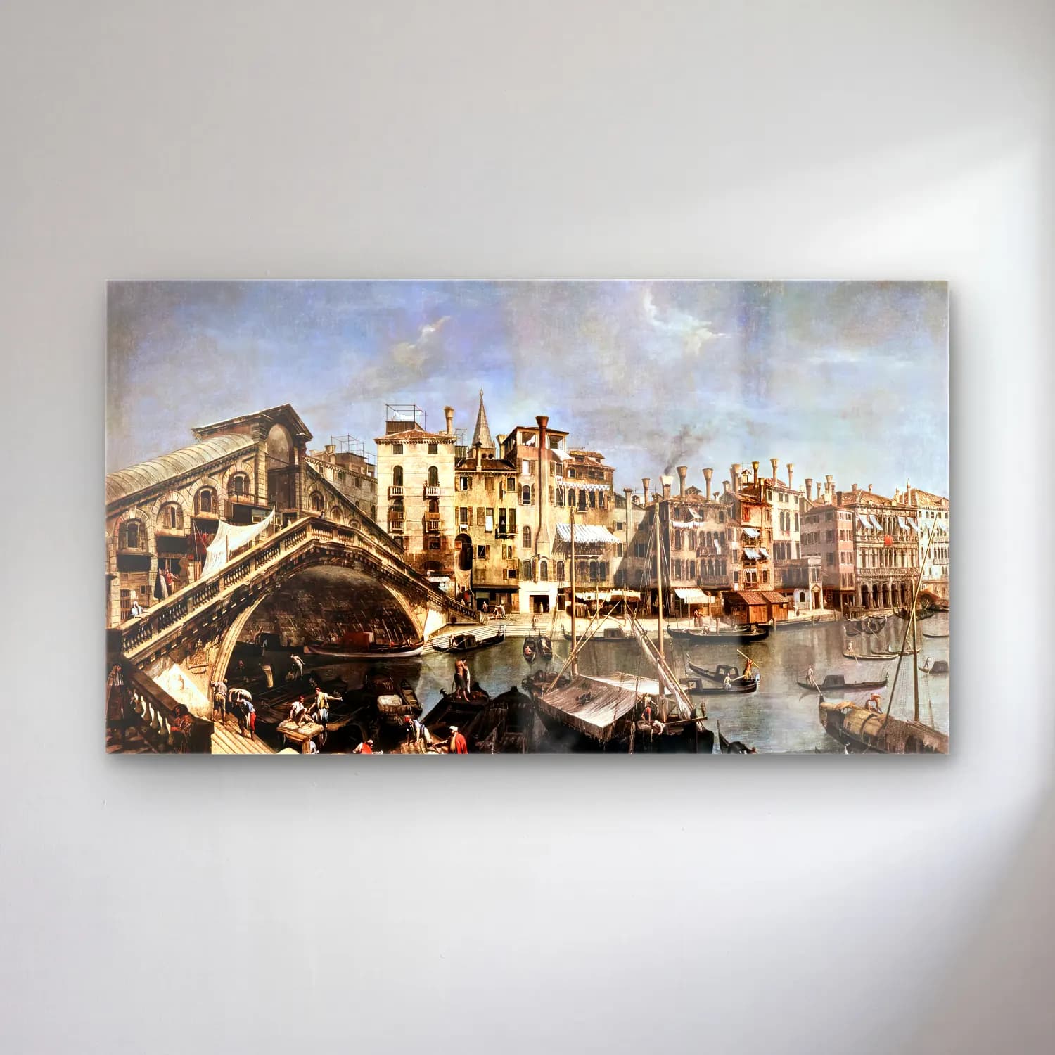 Michele Marieschi – The Rialto Bridge from the Riva del Vin cam tablo — Michele Marieschi – The Rialto Bridge from the Riva del Vin — yağlı boya venedik kanalları