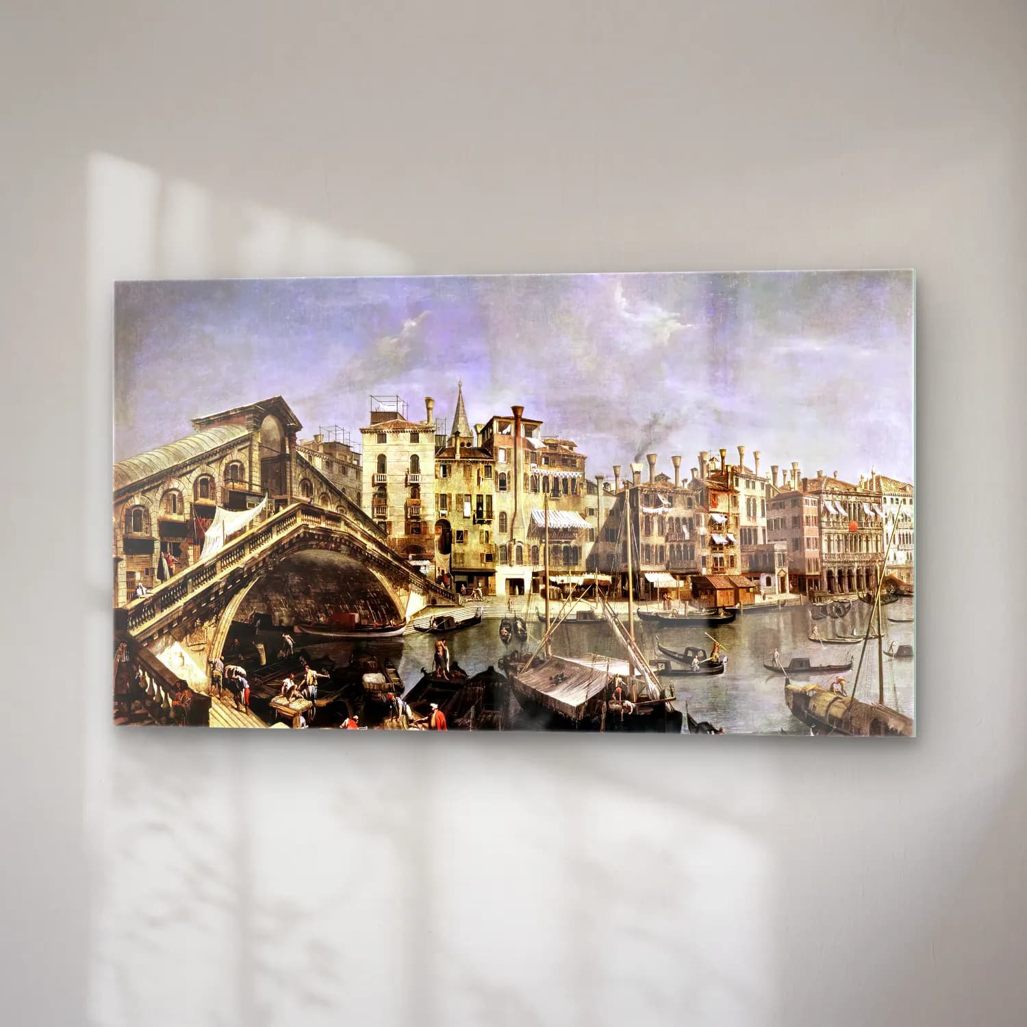 Michele Marieschi – The Rialto Bridge from the Riva del Vin cam tablo — sağ açıdan görünüm