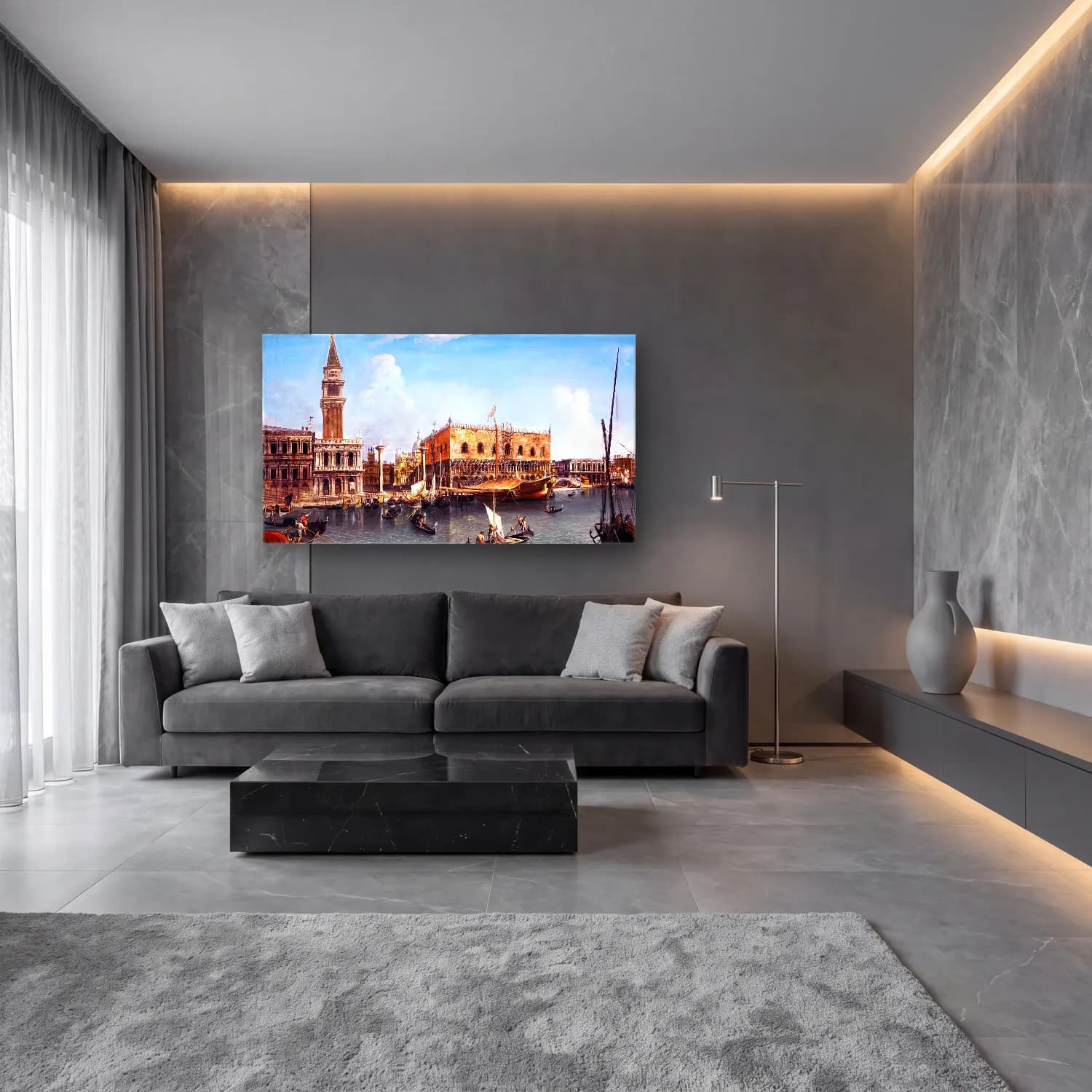Michele Marieschi – Venice, a View of the Molo from the Bacino cam tablo — lüks salon duvarında