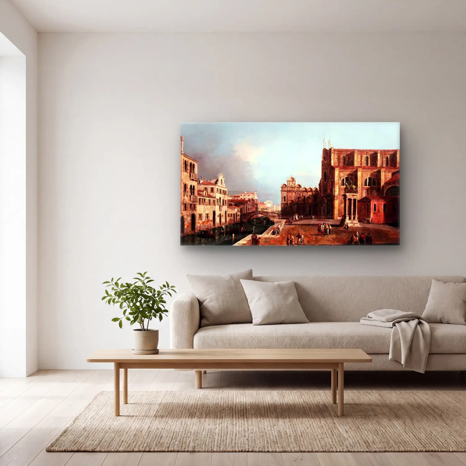 Michele Marieschi – View of Campo Ss. Giovanni e Paolo, Venice cam tablo — açık renk salonda