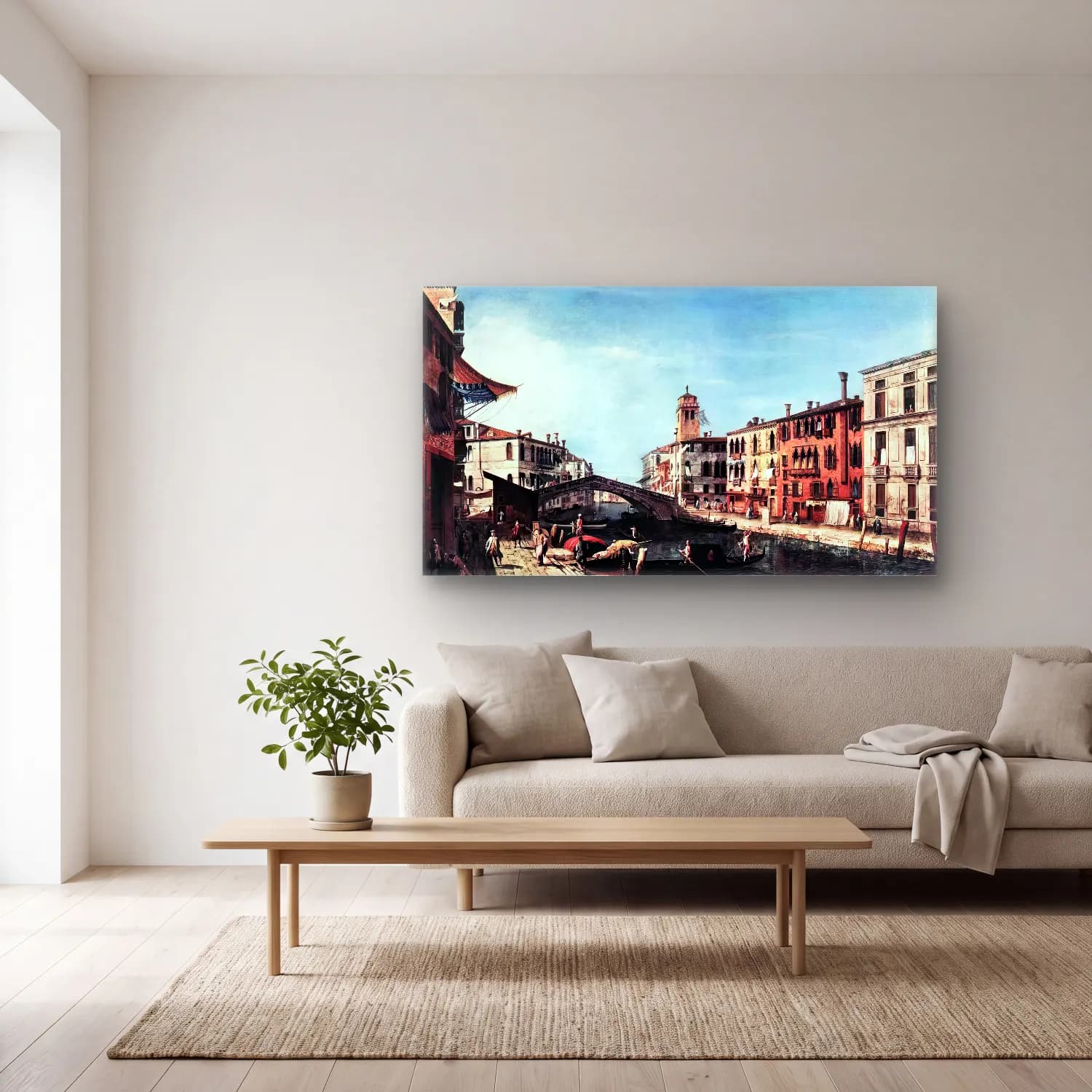 Michele Marieschi – View of the Rio di Cannareggio cam tablo — açık renk salonda