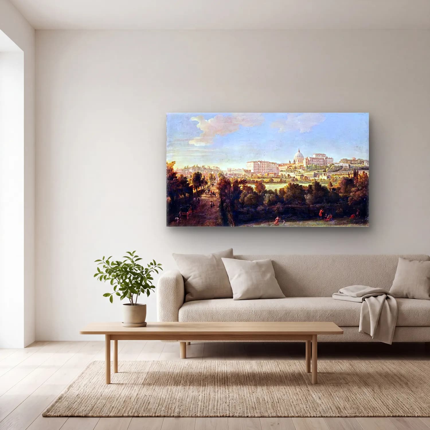 Caspar Andriaans van Wittel – Rome View of St Peter s and the Vatican Seen from Prati Di… cam tablo — açık renk salonda