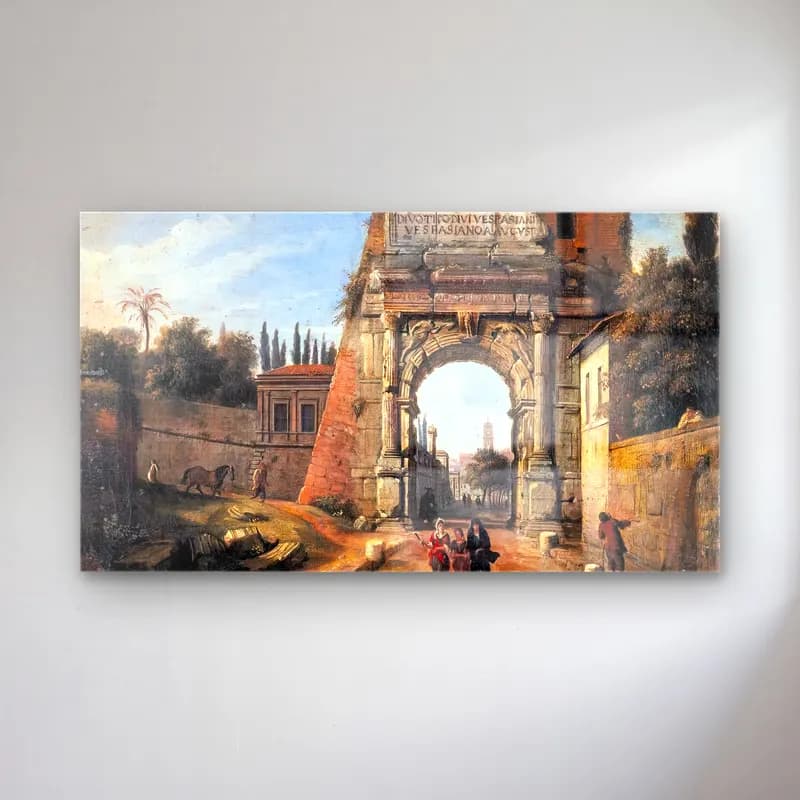 Caspar Andriaans van Wittel – Rome View of the Arch of Titus cam tablo — Caspar Andriaans van Wittel – Rome View of the Arch of Titus — yağlı boya antik kalıntılar