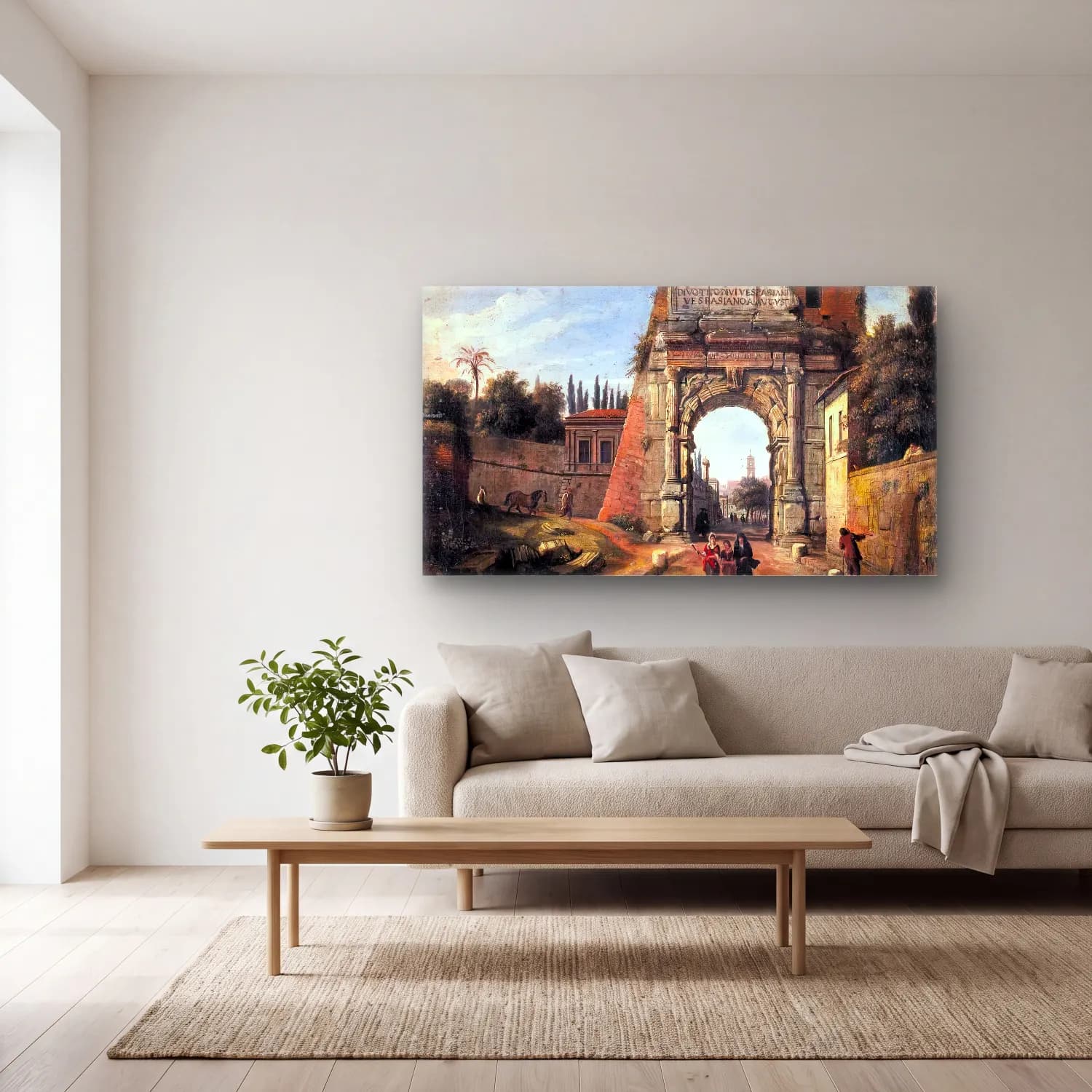 Caspar Andriaans van Wittel – Rome View of the Arch of Titus cam tablo — açık renk salonda