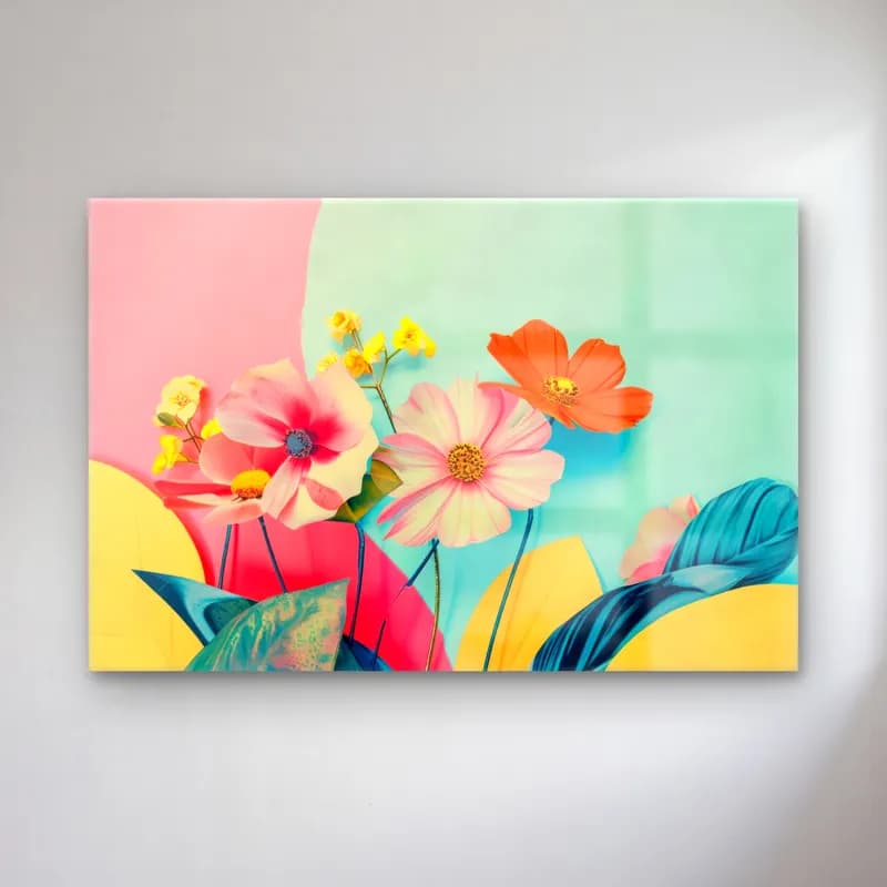 Pastel Çiçek Deseni No. 43 cam tablo — Pastel Çiçek Deseni No. 43 — pastel çiçek deseni