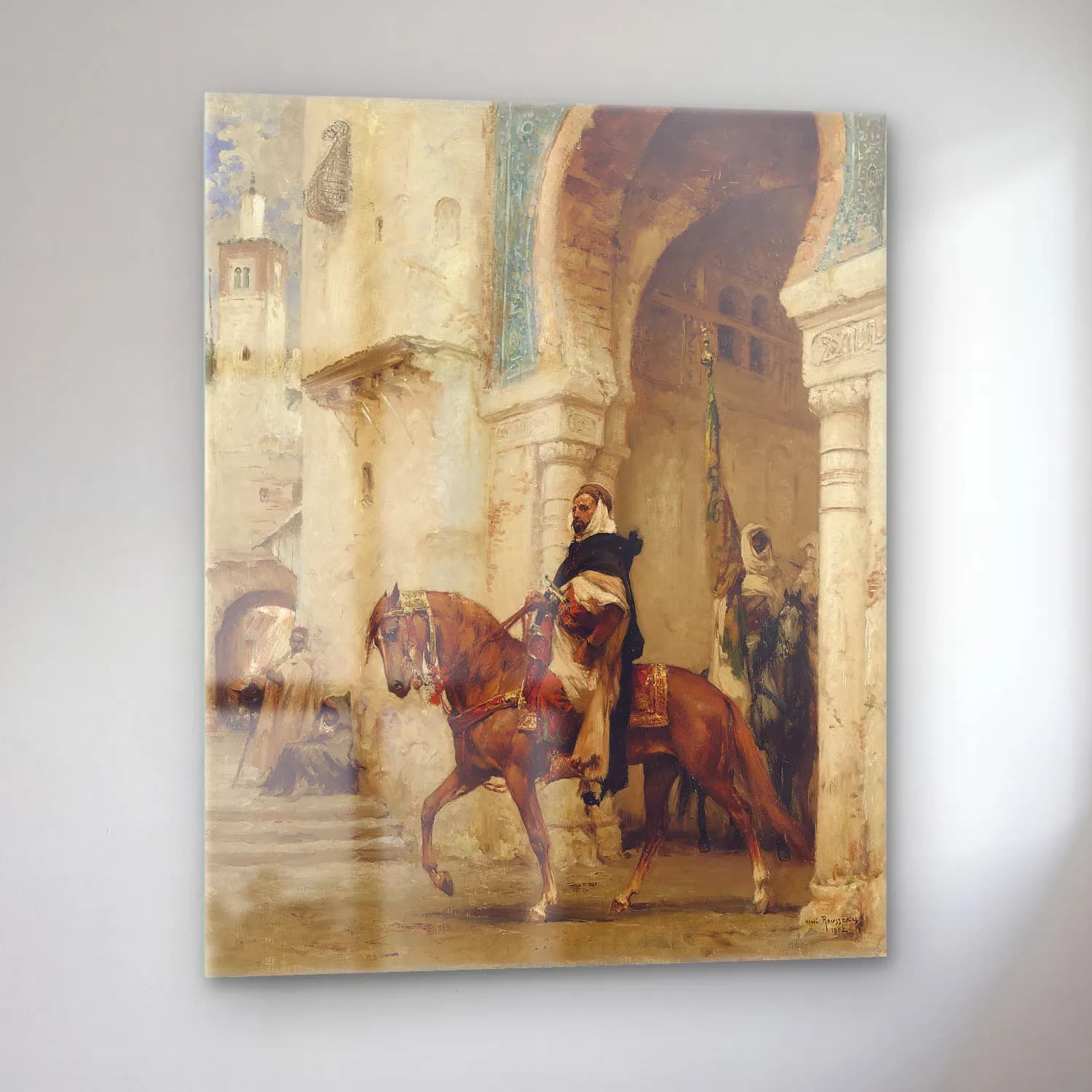 Yağlı Boya Şövalye No. 4 cam tablo — sol açıdan görünüm