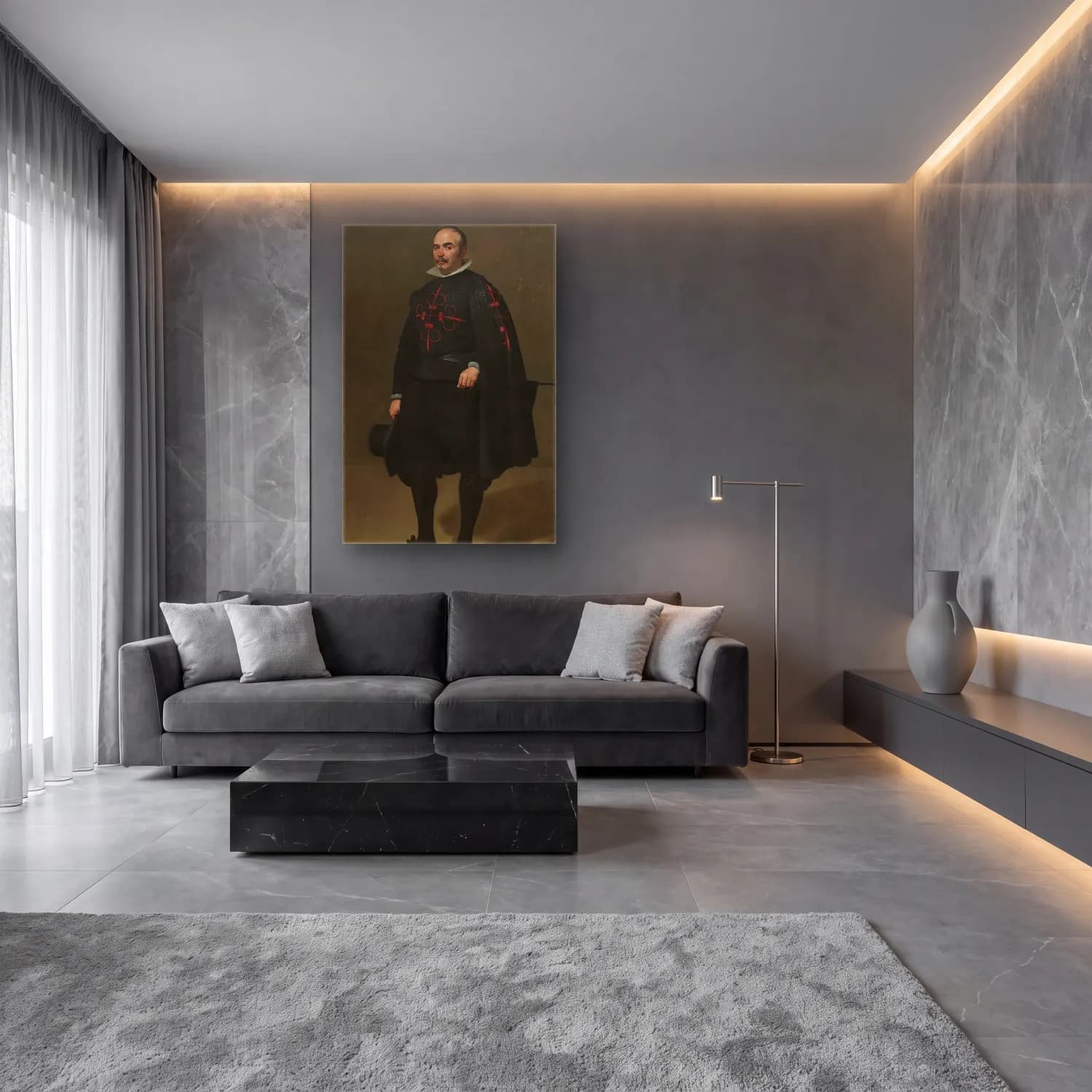 Yağlı Boya Erkek Portresi No. 26 cam tablo — lüks salon duvarında