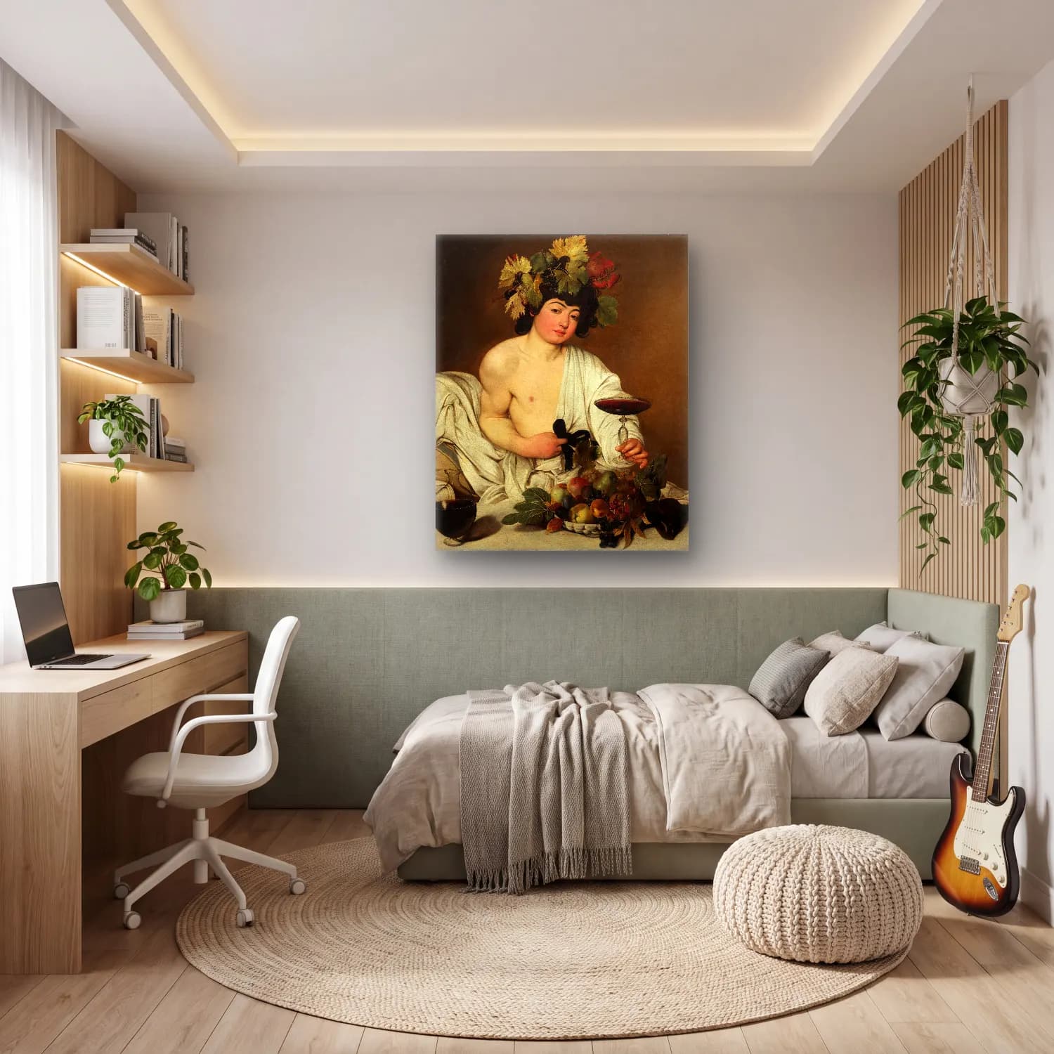 Yağlı Boya Kadeh Şarap No. 12 cam tablo — genç odasında