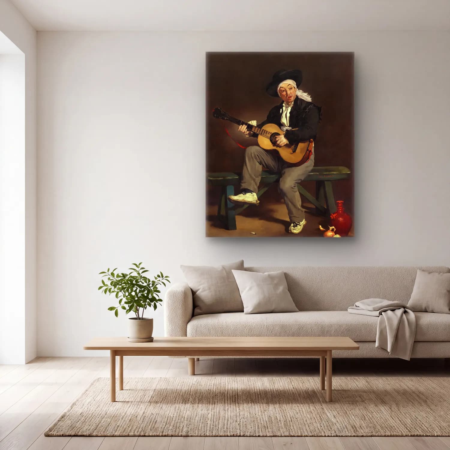 Yağlı Boya Erkek Portresi No. 29 cam tablo — açık renk salonda