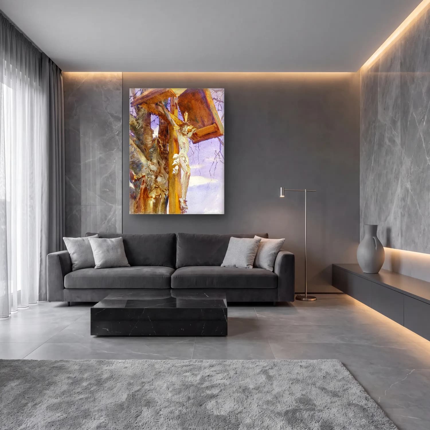 John Singer Sargent – Tyrolese Crucifix cam tablo — lüks salon duvarında