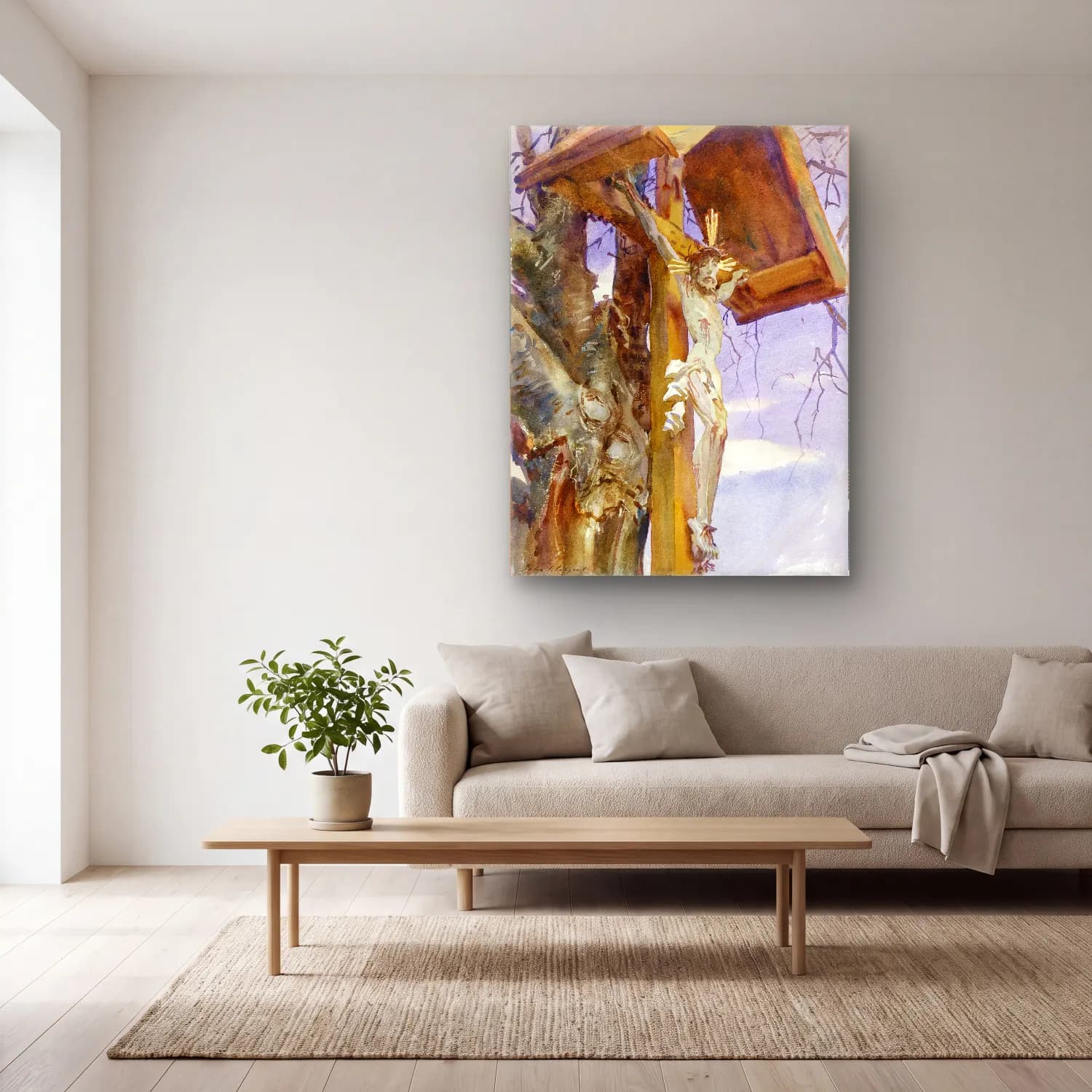 John Singer Sargent – Tyrolese Crucifix cam tablo — açık renk salonda