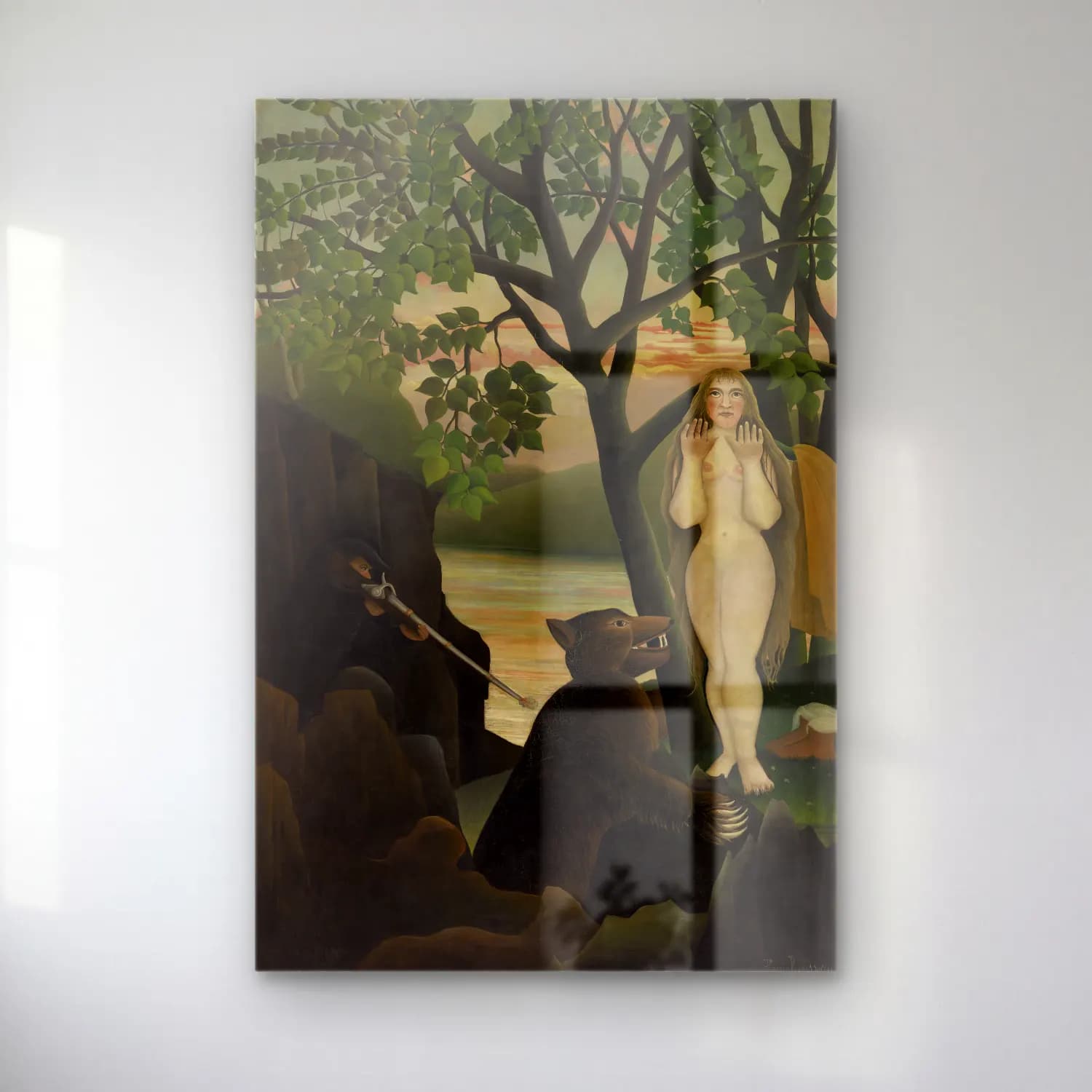 Henri Rousseau – Unpleasant Surprise (Mauvaise surprise) cam tablo — Henri Rousseau – Unpleasant Surprise (Mauvaise surprise) — yağlı boya mitolojik sahne