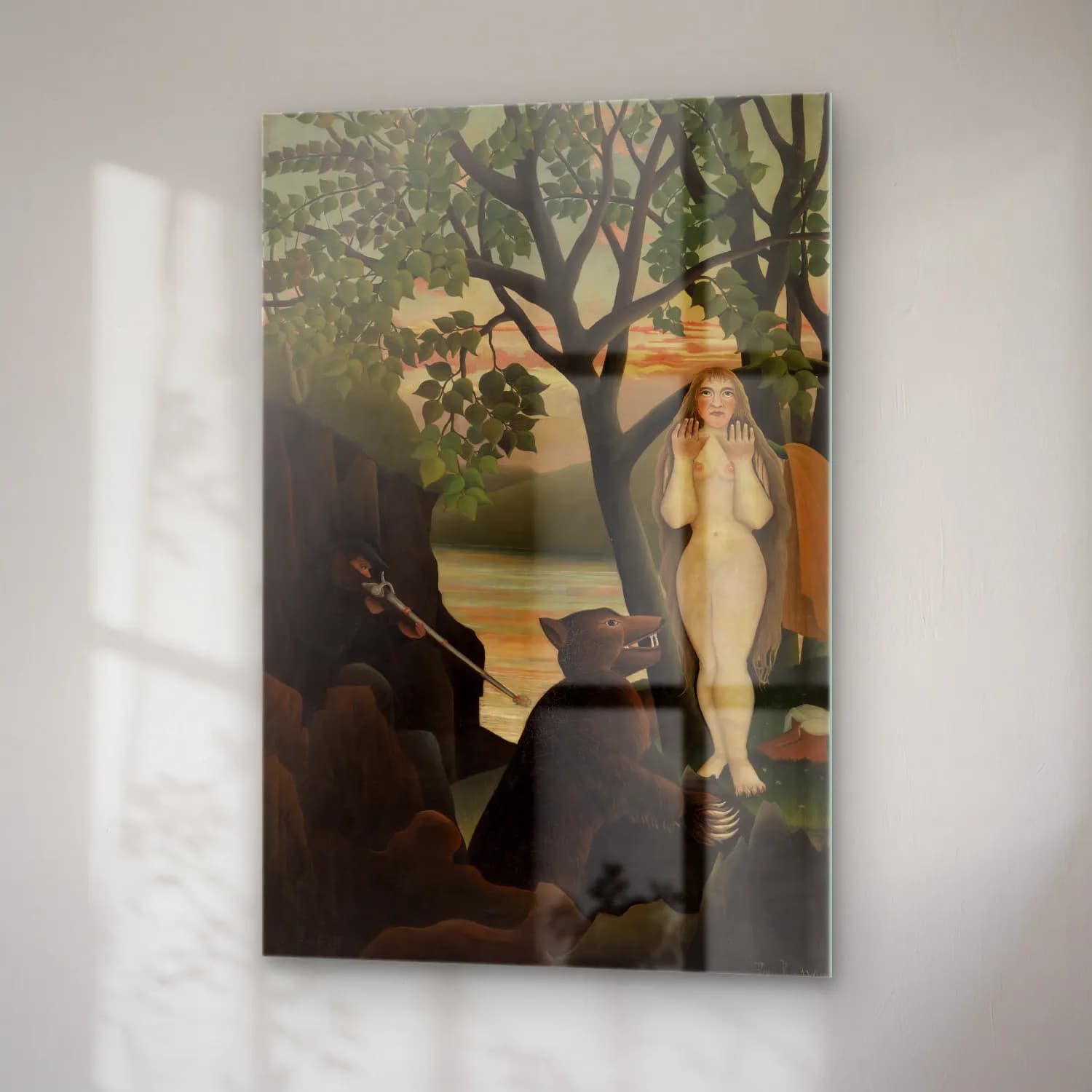 Henri Rousseau – Unpleasant Surprise (Mauvaise surprise) cam tablo — sağ açıdan görünüm