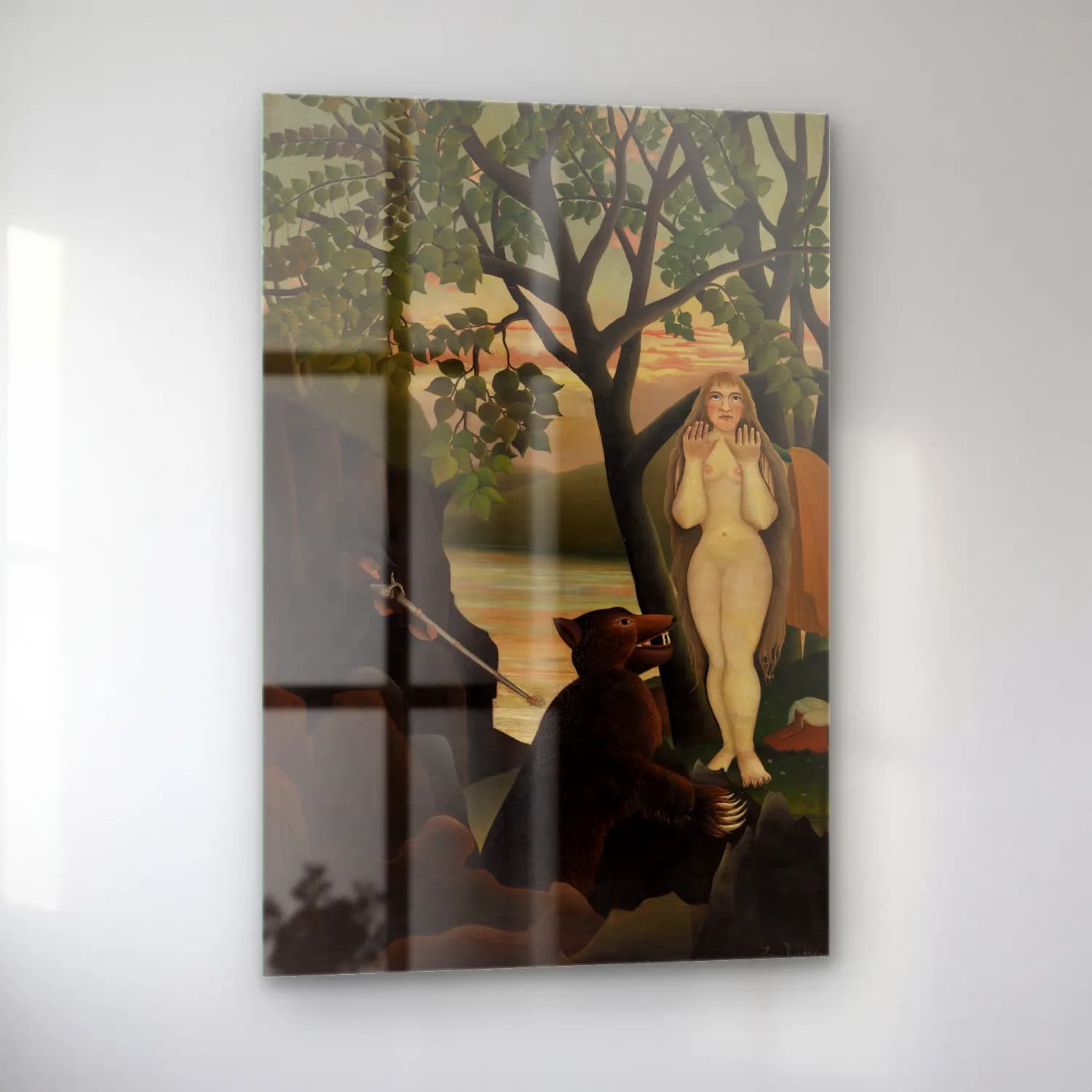 Henri Rousseau – Unpleasant Surprise (Mauvaise surprise) cam tablo — sol açıdan görünüm