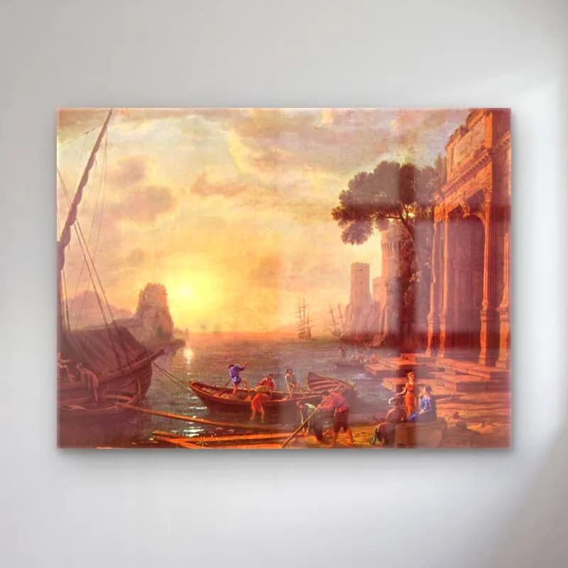 Claude Lorrain – Hafen beim Sonnenuntergang cam tablo — Claude Lorrain – Hafen beim Sonnenuntergang — yağlı boya i̇talyan sahili