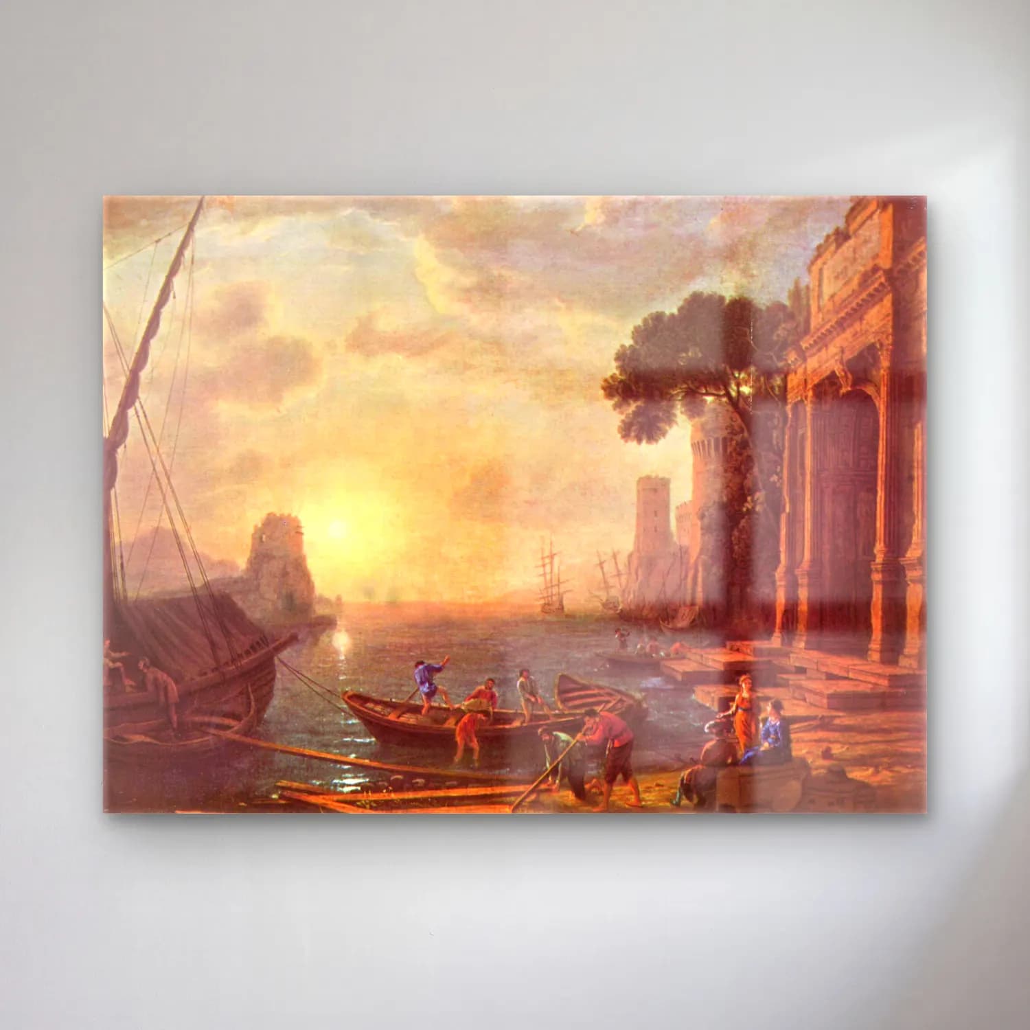 Claude Lorrain – Hafen beim Sonnenuntergang cam tablo — Claude Lorrain – Hafen beim Sonnenuntergang — yağlı boya i̇talyan sahili