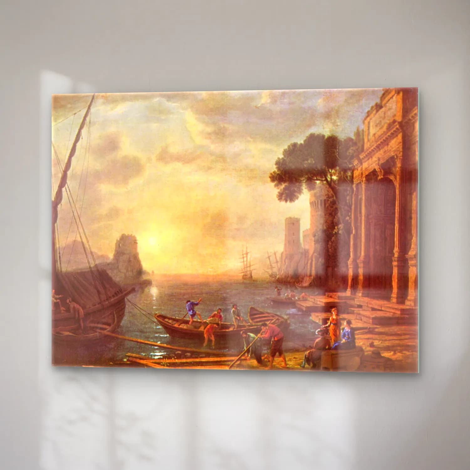 Claude Lorrain – Hafen beim Sonnenuntergang cam tablo — sağ açıdan görünüm